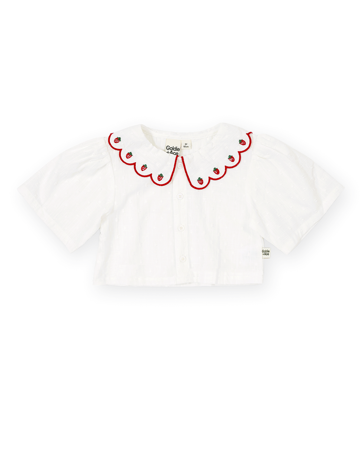 Goldie and Ace Scallop Collar Cropped Blouse (strawberry)