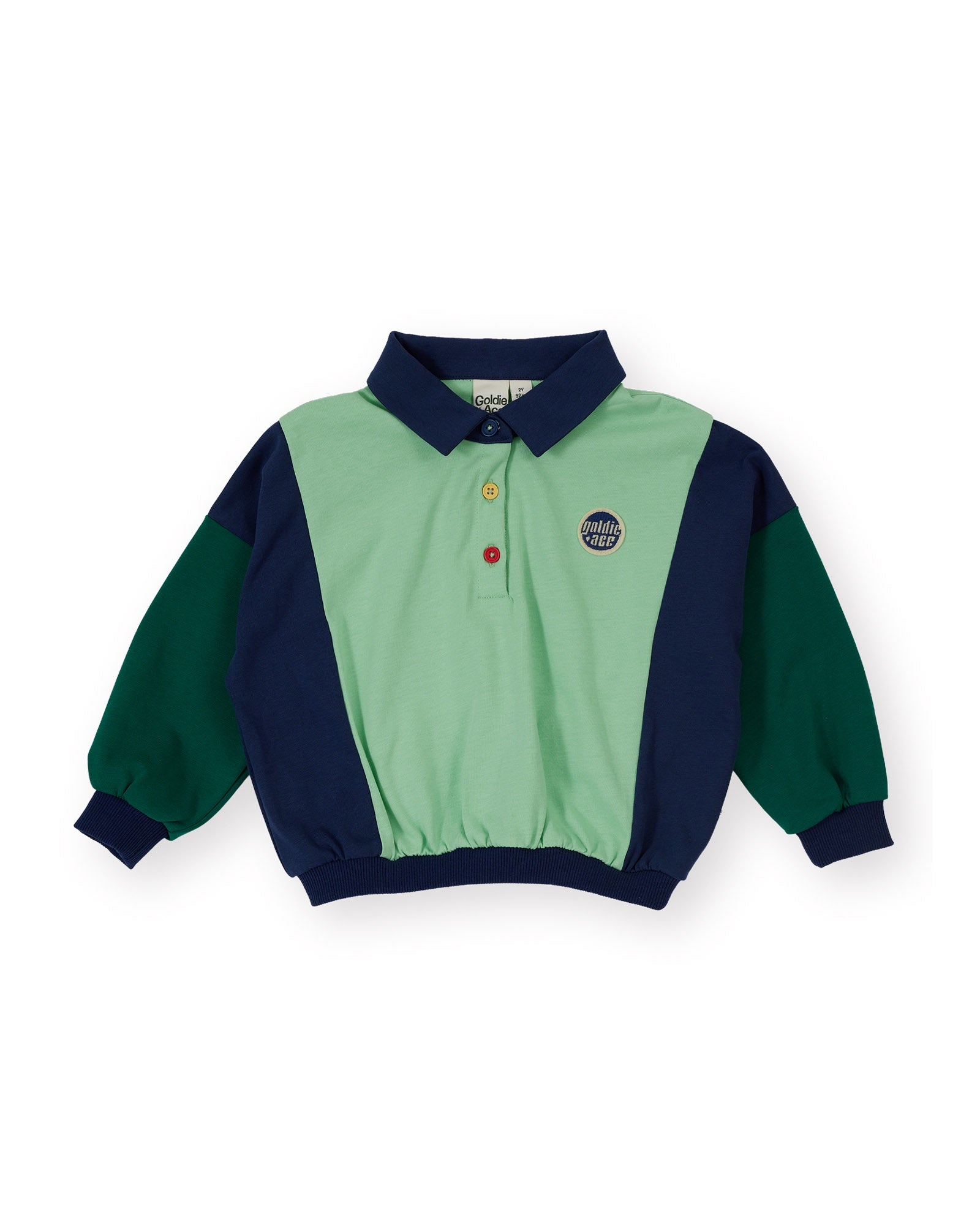 Goldie and Ace Panelled Relaxed Rugby Sweat Top (navy/ green)