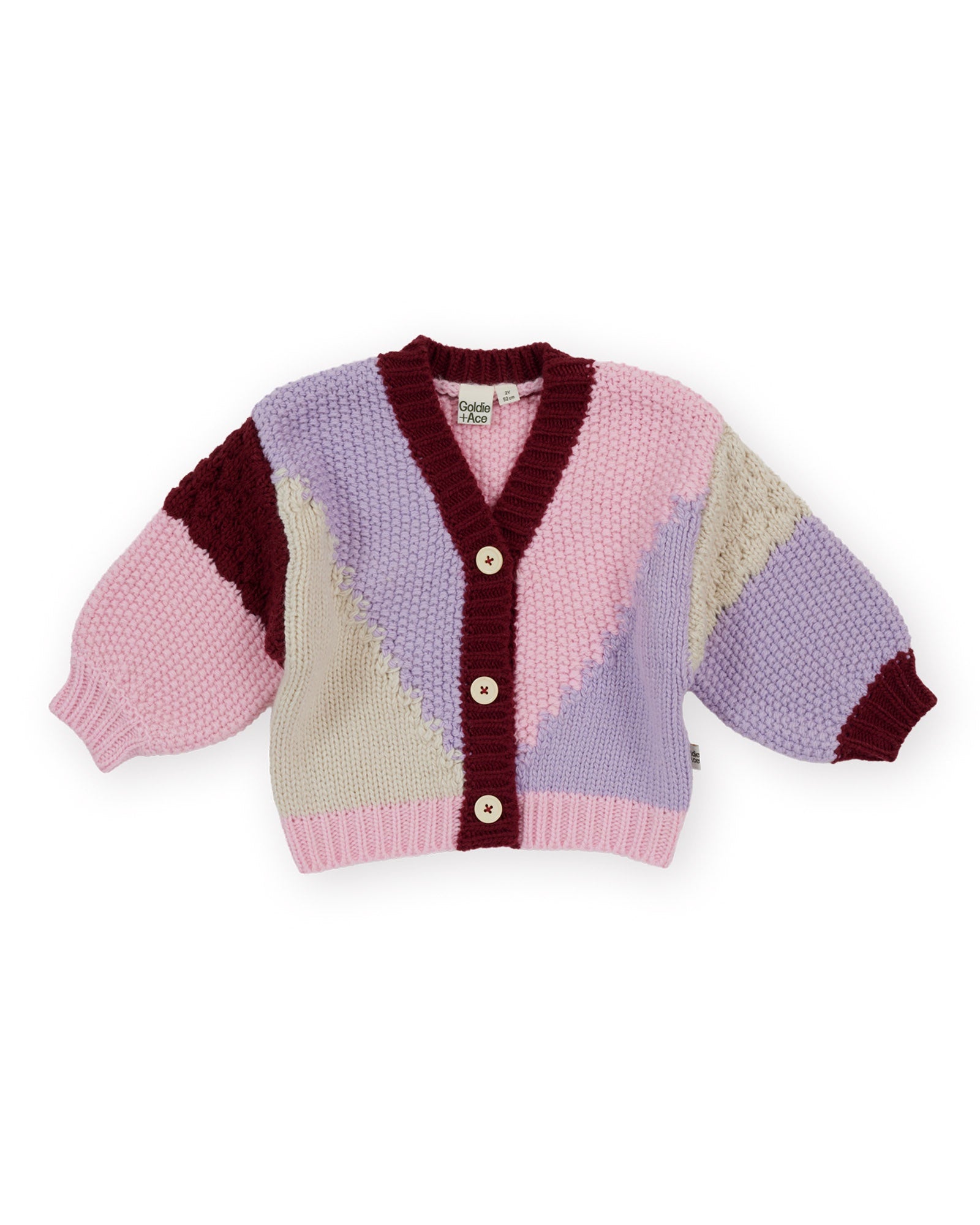 Goldie and Ace Colour Block Knit Cardigan (pink/ purple)