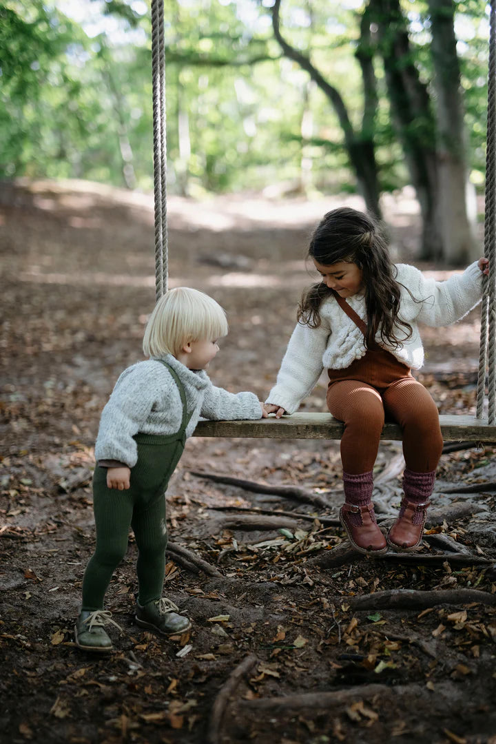 Silly Silas Footed Cotton Tights (olive)