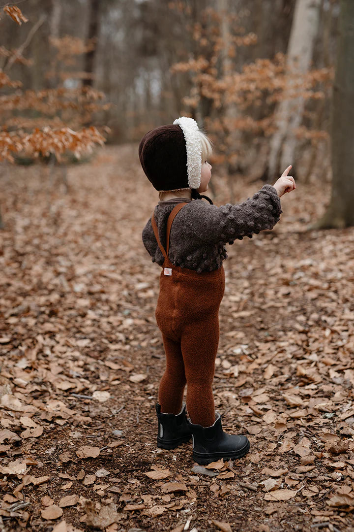 Silly Silas Teddy Warmy Footed Cotton Tights (cinnamon)
