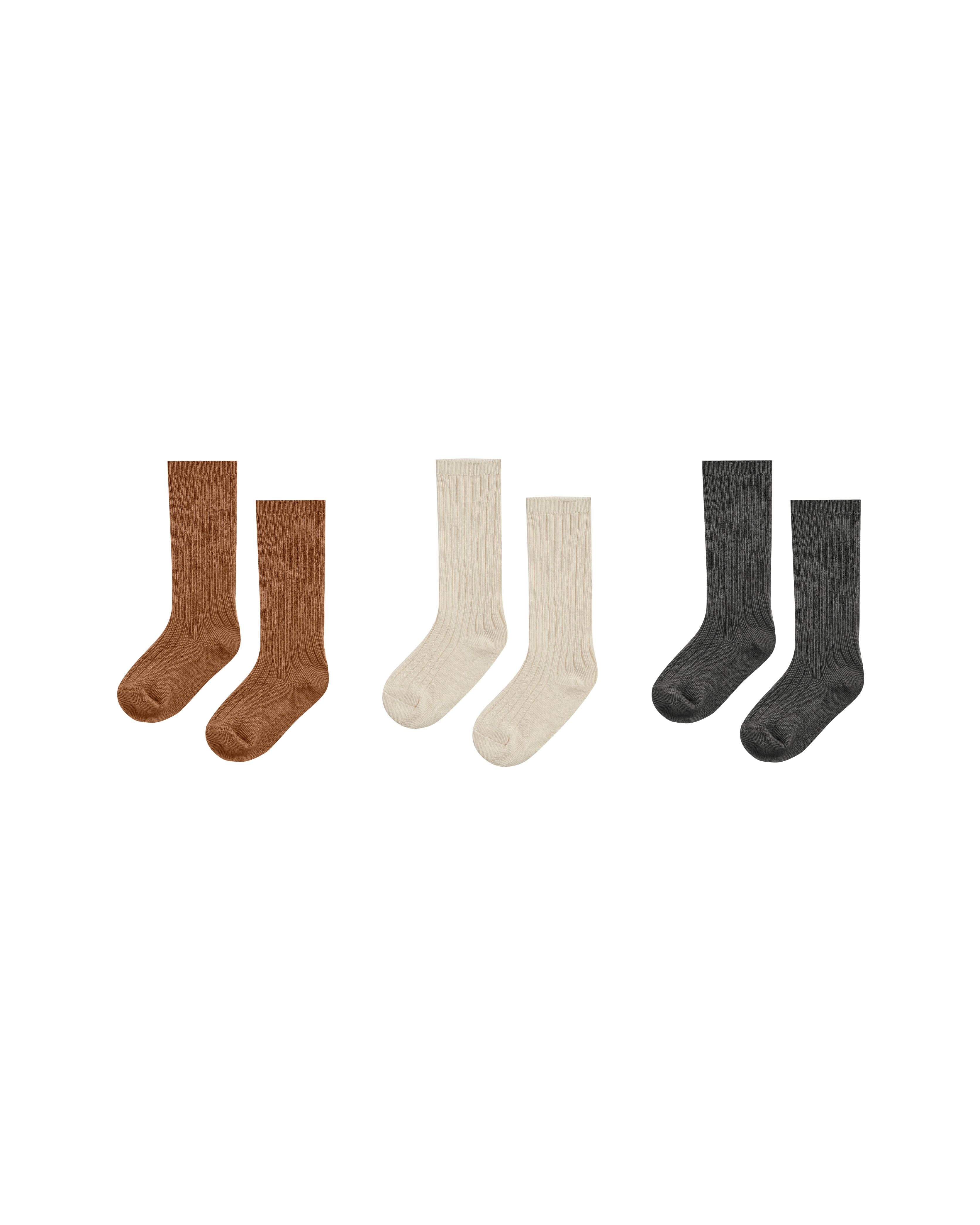 Rylee and Cru Knee High Socks 3pck (cinnamon, natural, black)