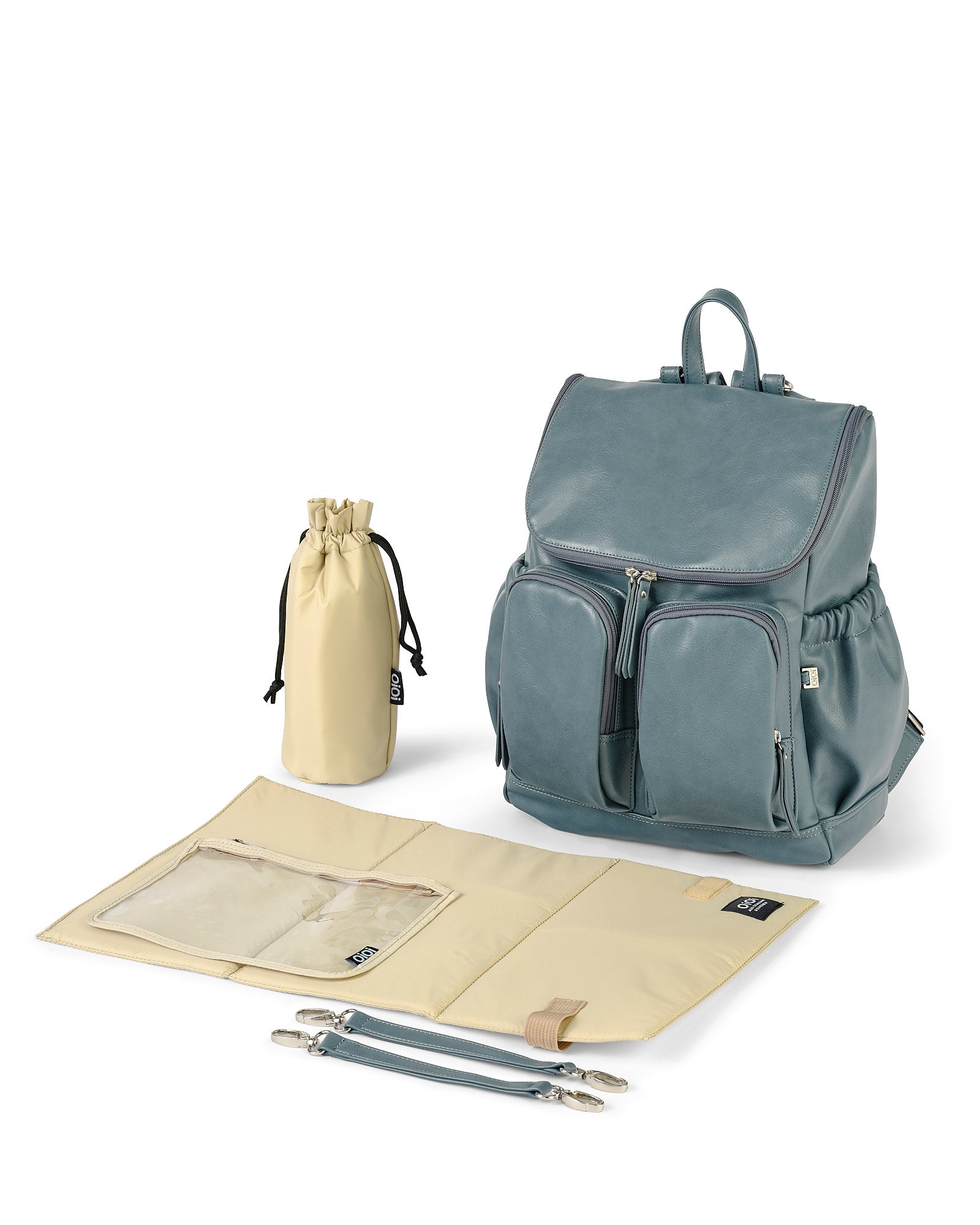 Oioi Signature Nappy Backpack Vegan Leather(stone blue)