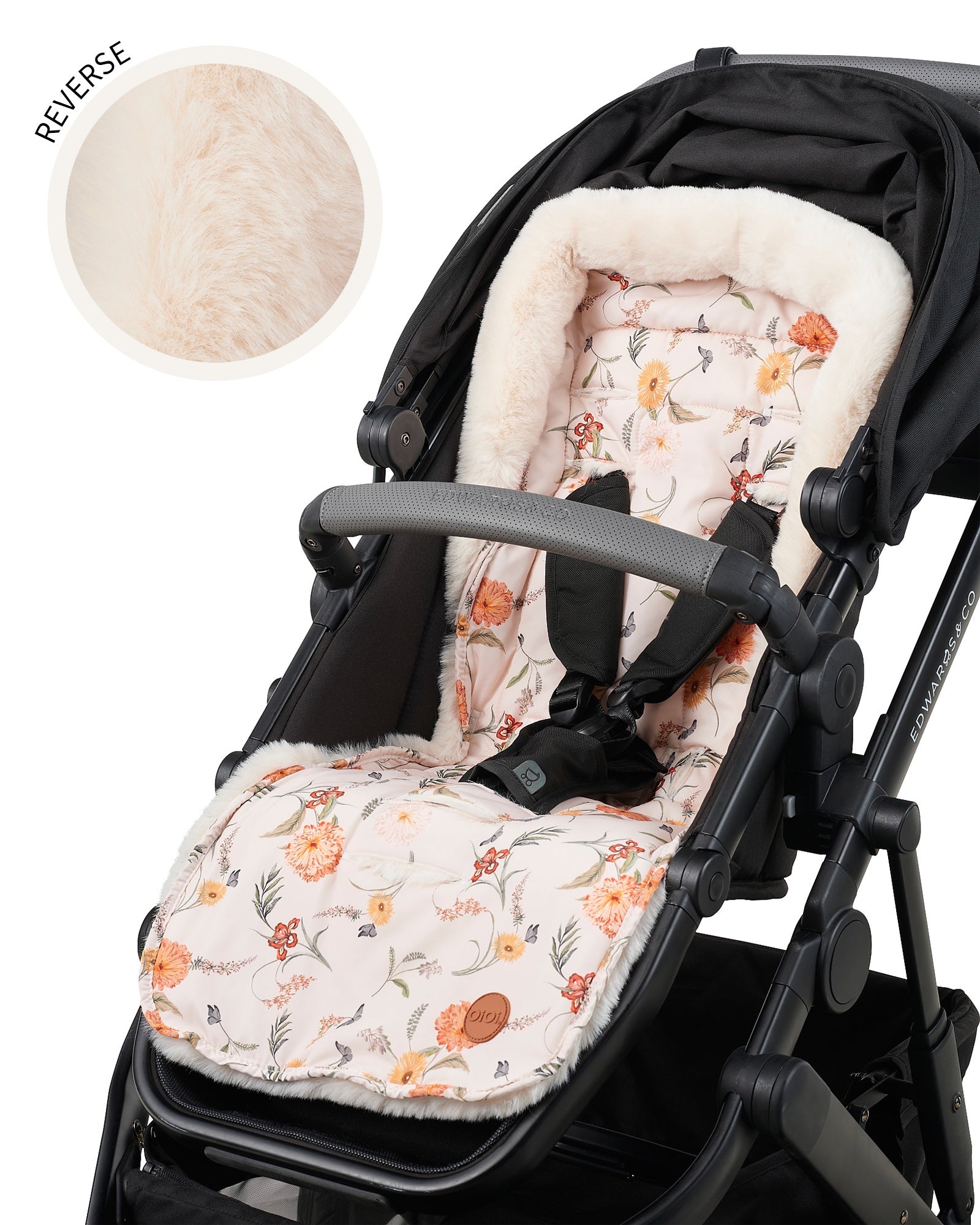 Oioi Luxe Reversible Pram Liner (wildflower/fleece)