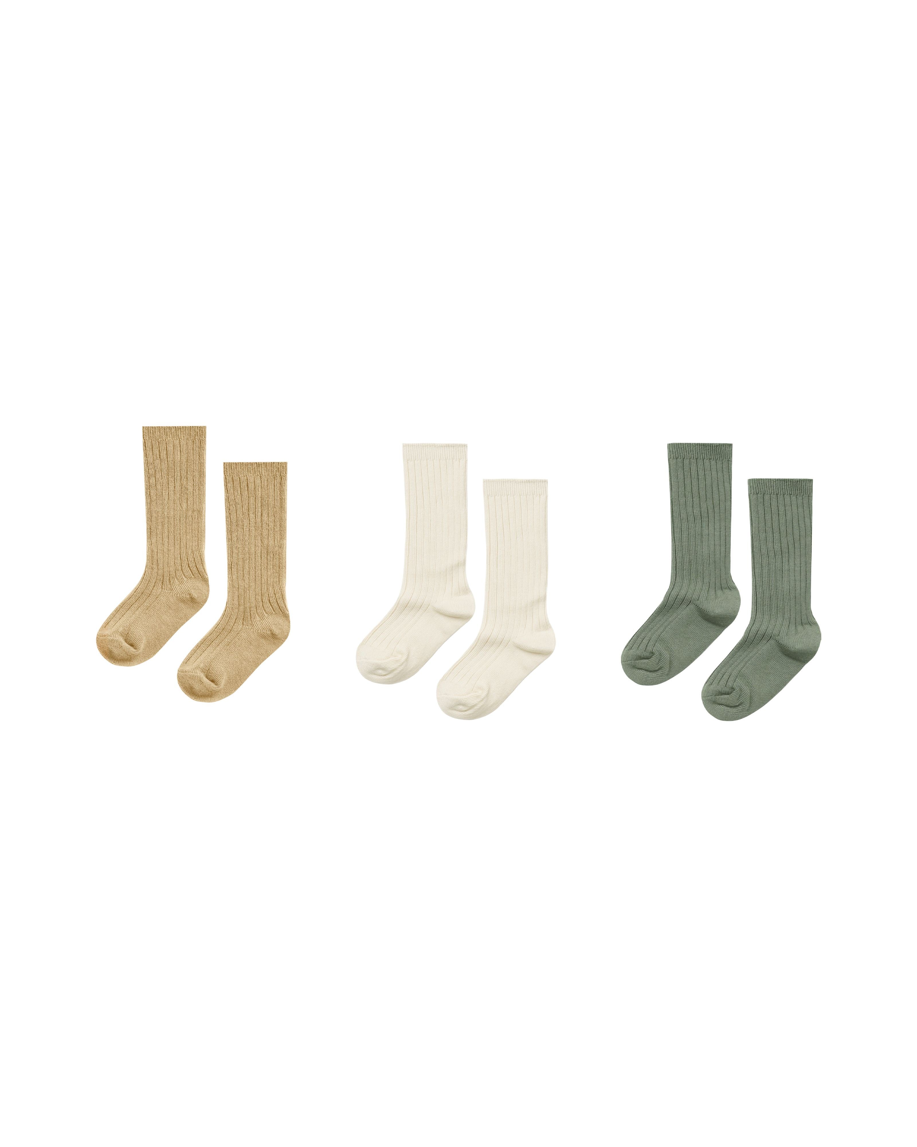Rylee and Cru Knee High Socks 3pk (almond/natural/fern)
