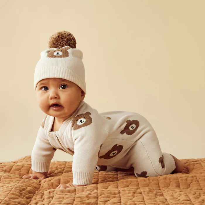 Wilson and Frenchy organic knitted grow suit (beary cute)