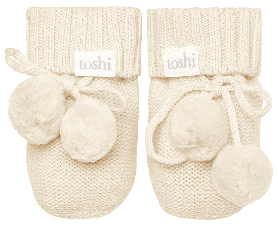 Toshi Organic Knitted Baby Booties (feather)