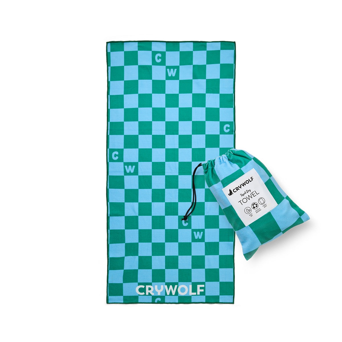 Crywolf Rapid Dry Towel (sea green check)