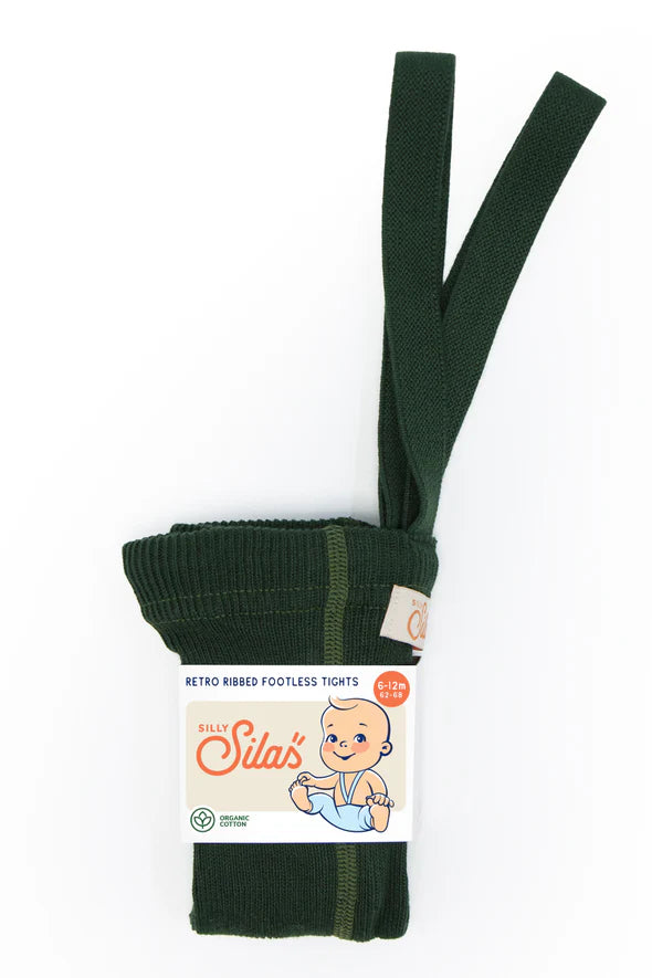 Silly Silas Footless Cotton Tights (dark forest green)