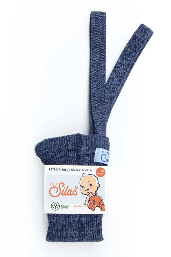 Silly Silas Footed Cotton Tights (denim)