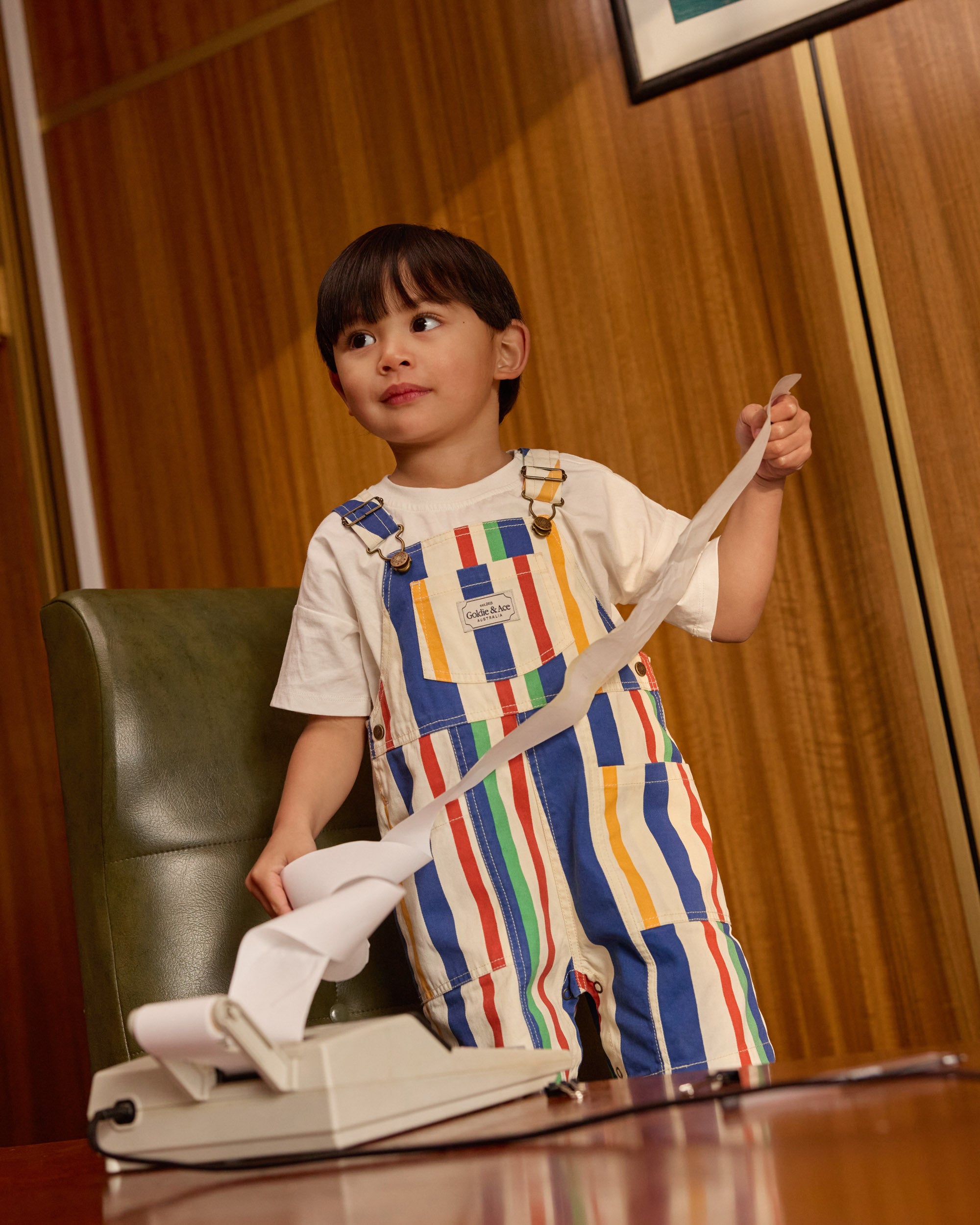 Goldie and Ace 90's Bold Stripe James Denim Pocket Overalls