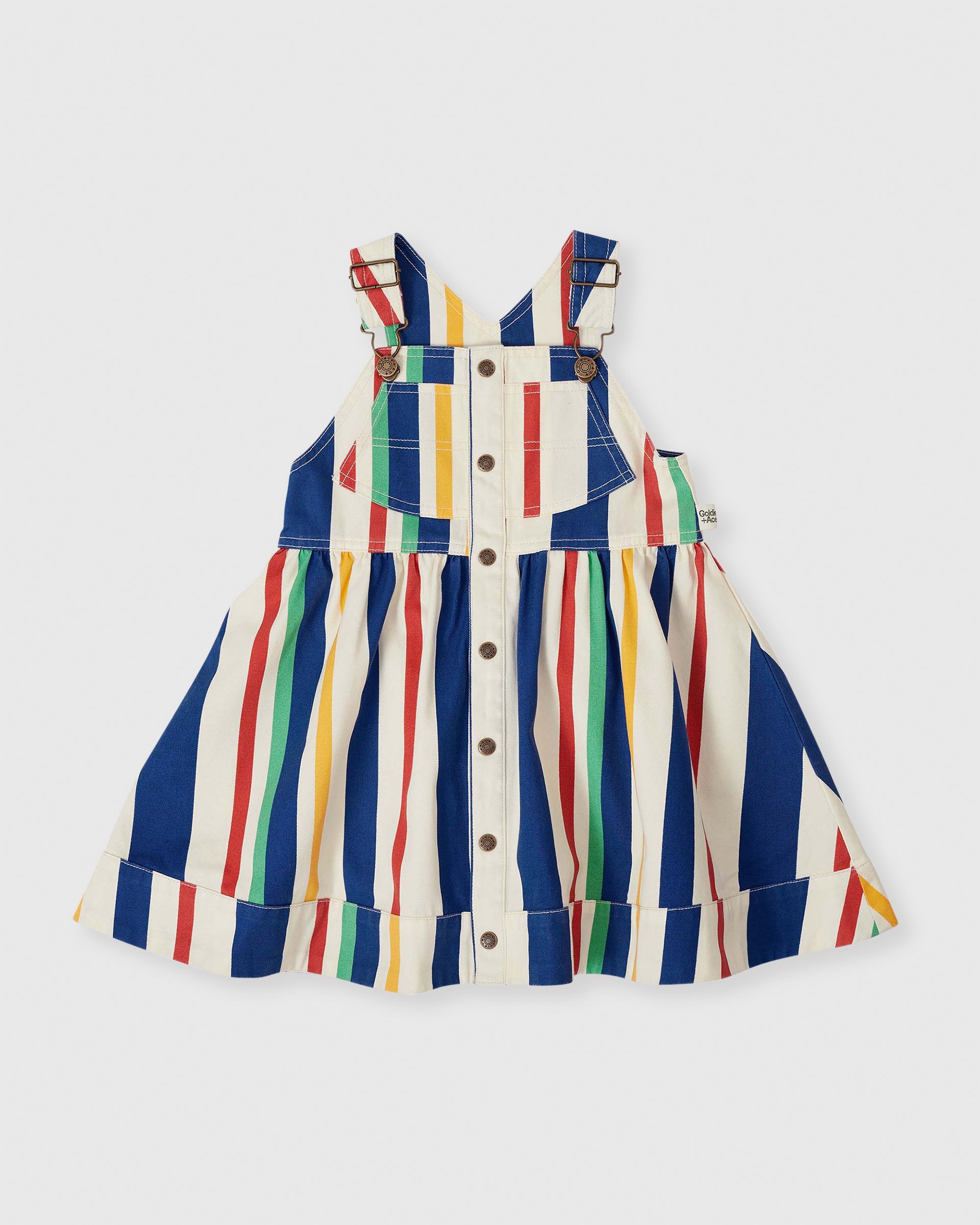 Goldie and Ace 90's Bold Stripe Heidi Denim Pinafore Dress