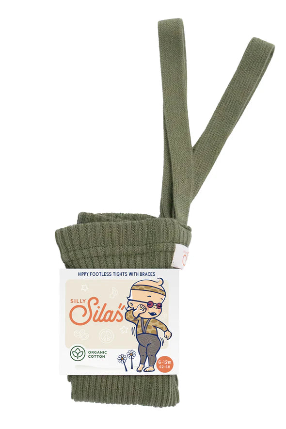Silly Silas Hippy Footless Cotton Tights (olive)