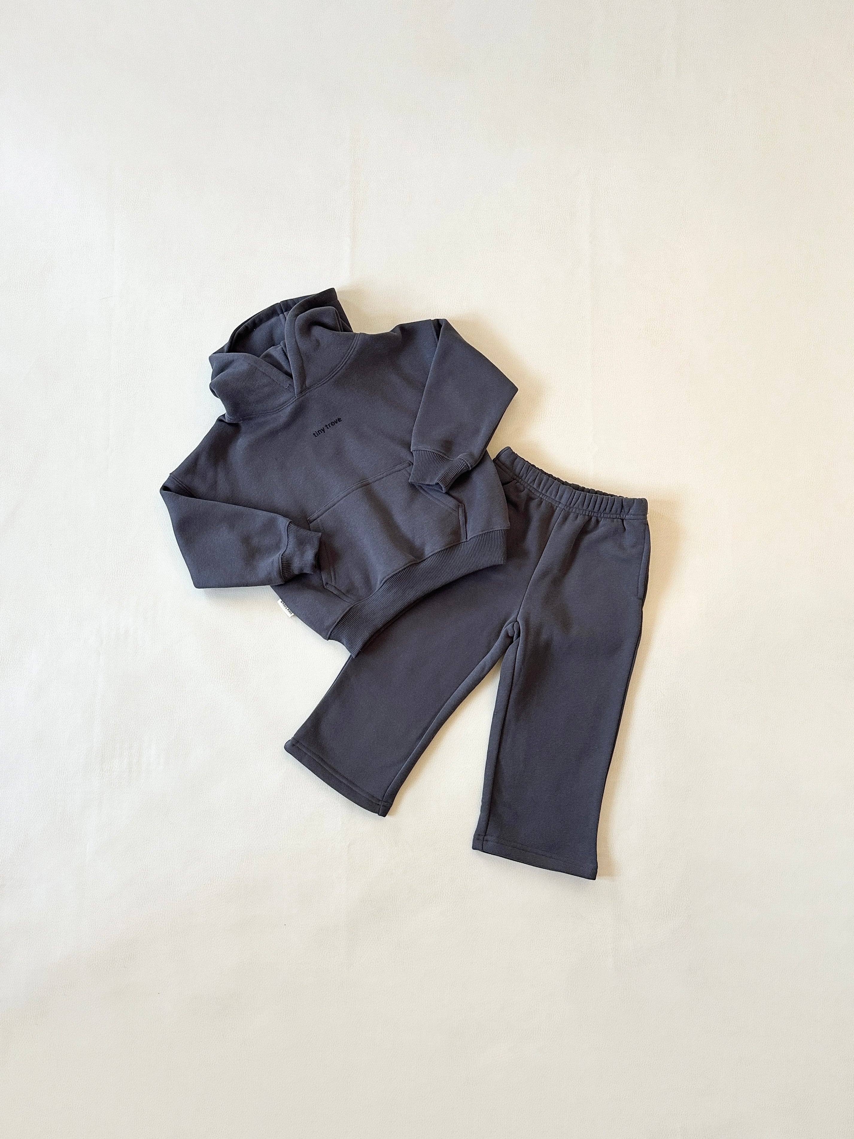 Tiny Trove Sporty Puff Print Hoodie Set (charcoal/black)
