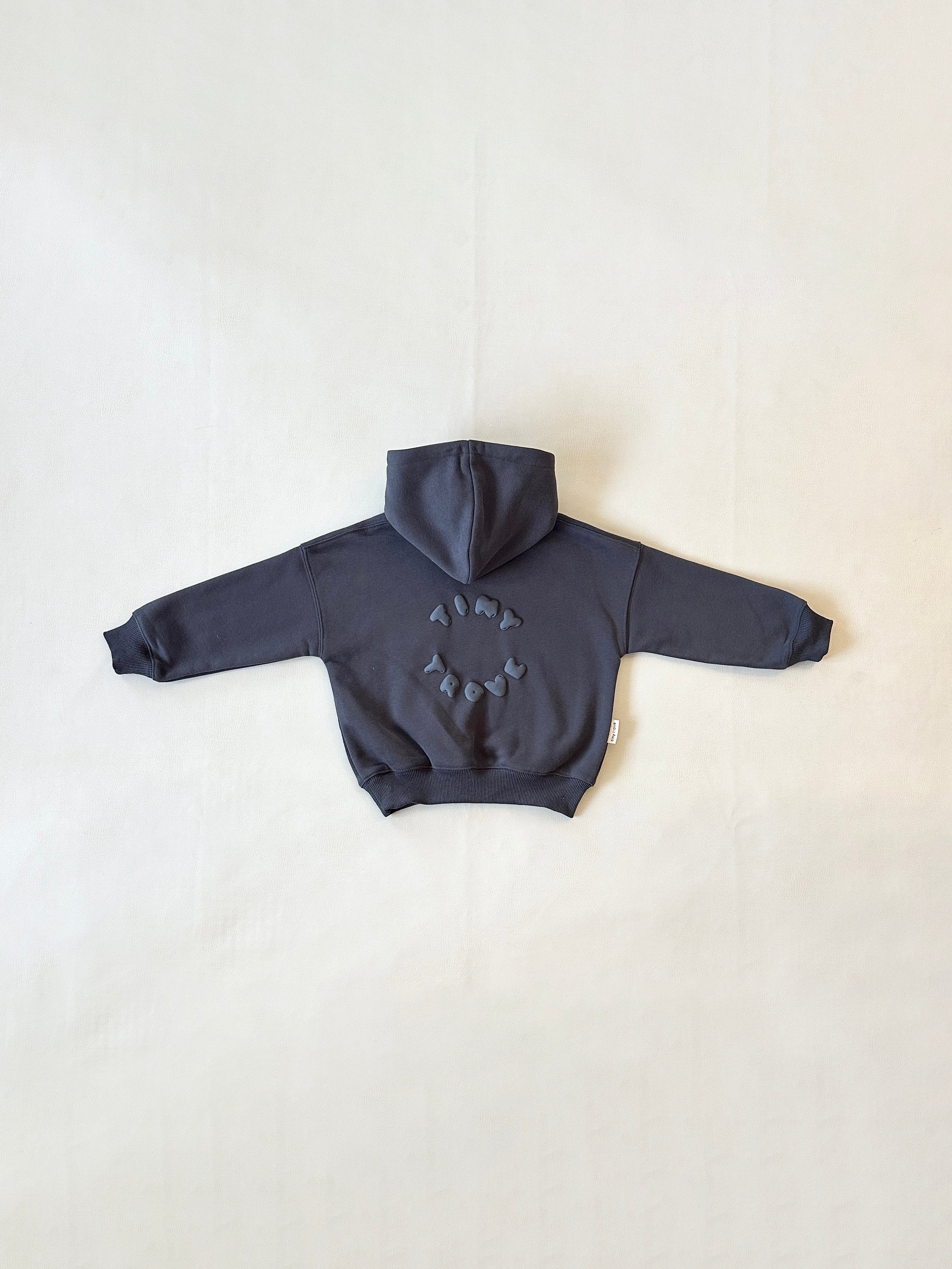 Tiny Trove Sporty Puff Print Hoodie Set (charcoal/black)
