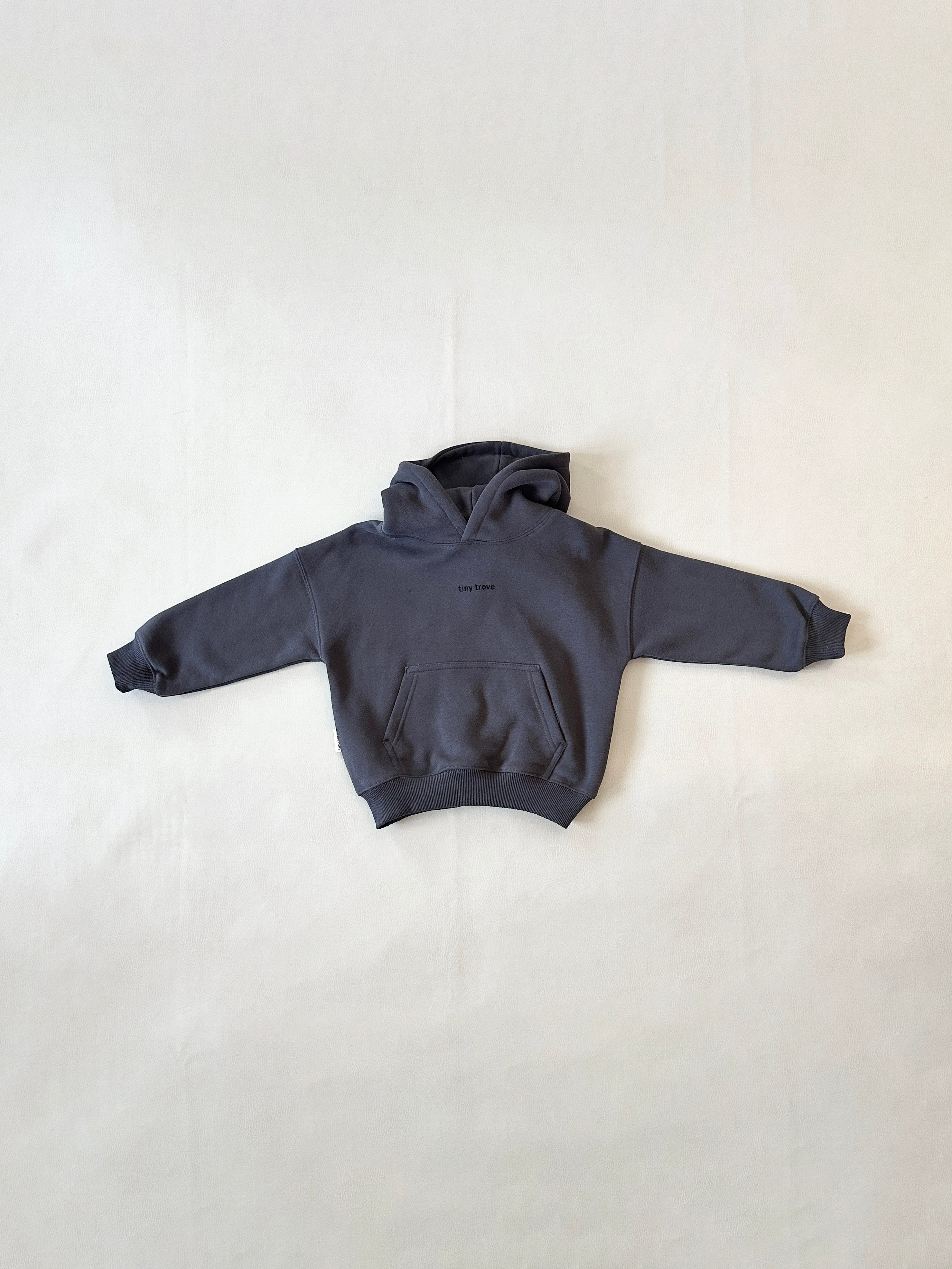 Tiny Trove Sporty Puff Print Hoodie Set (charcoal/black)