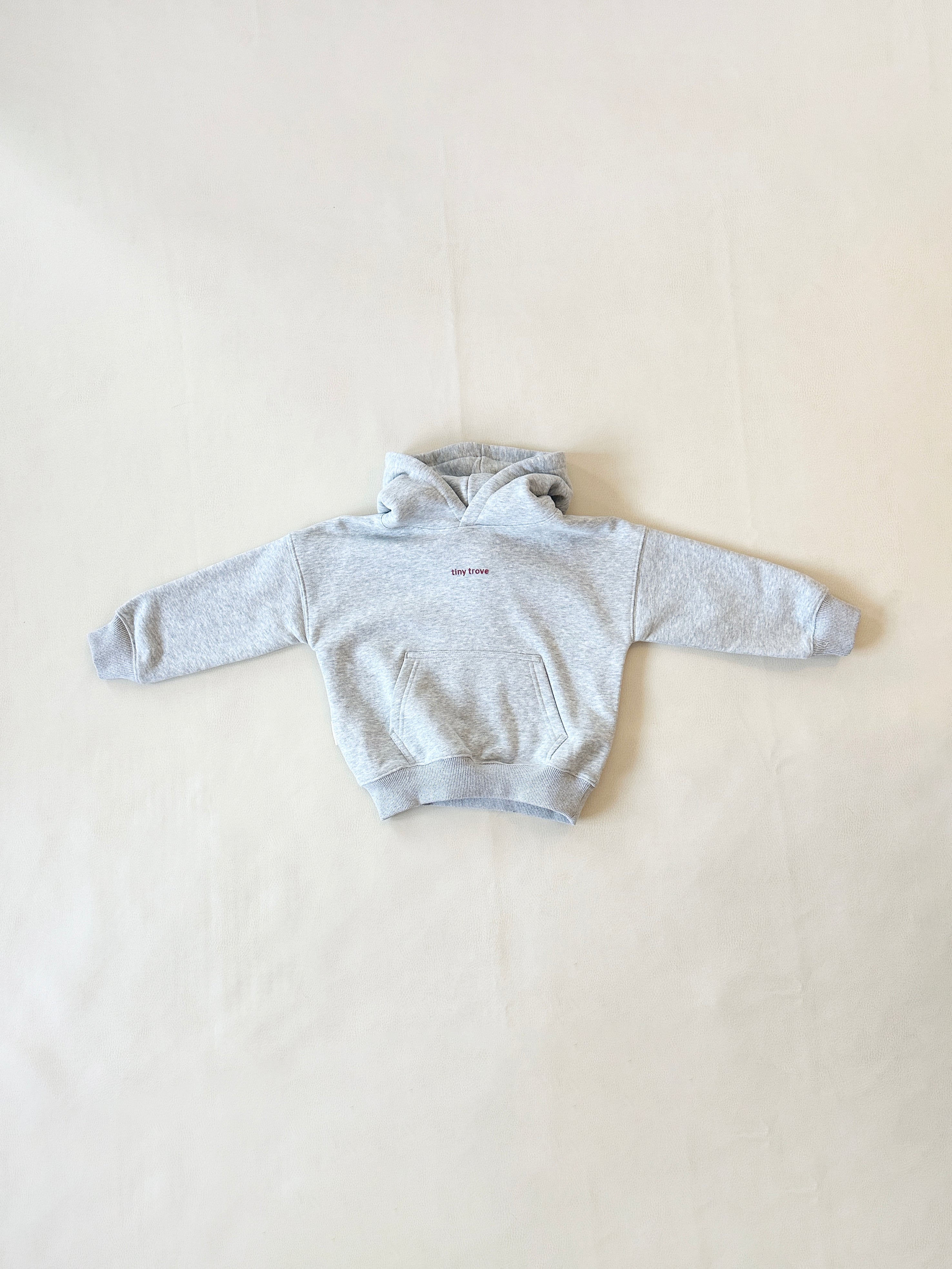 Tiny Trove Sporty Puff Print Hoodie Set (grey marle/wine)