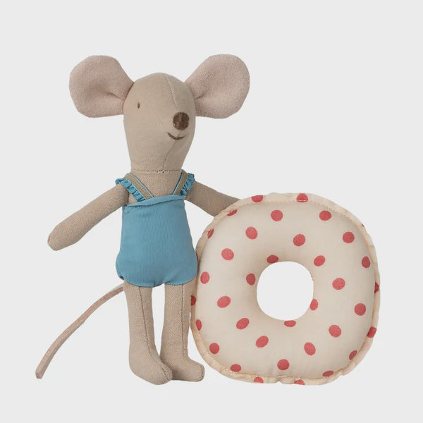 Maileg Beach Mouse Little Sister with Float (multi dot)