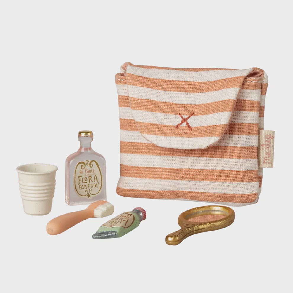 Maileg Toothbrush Set Mouse(coral stripe)