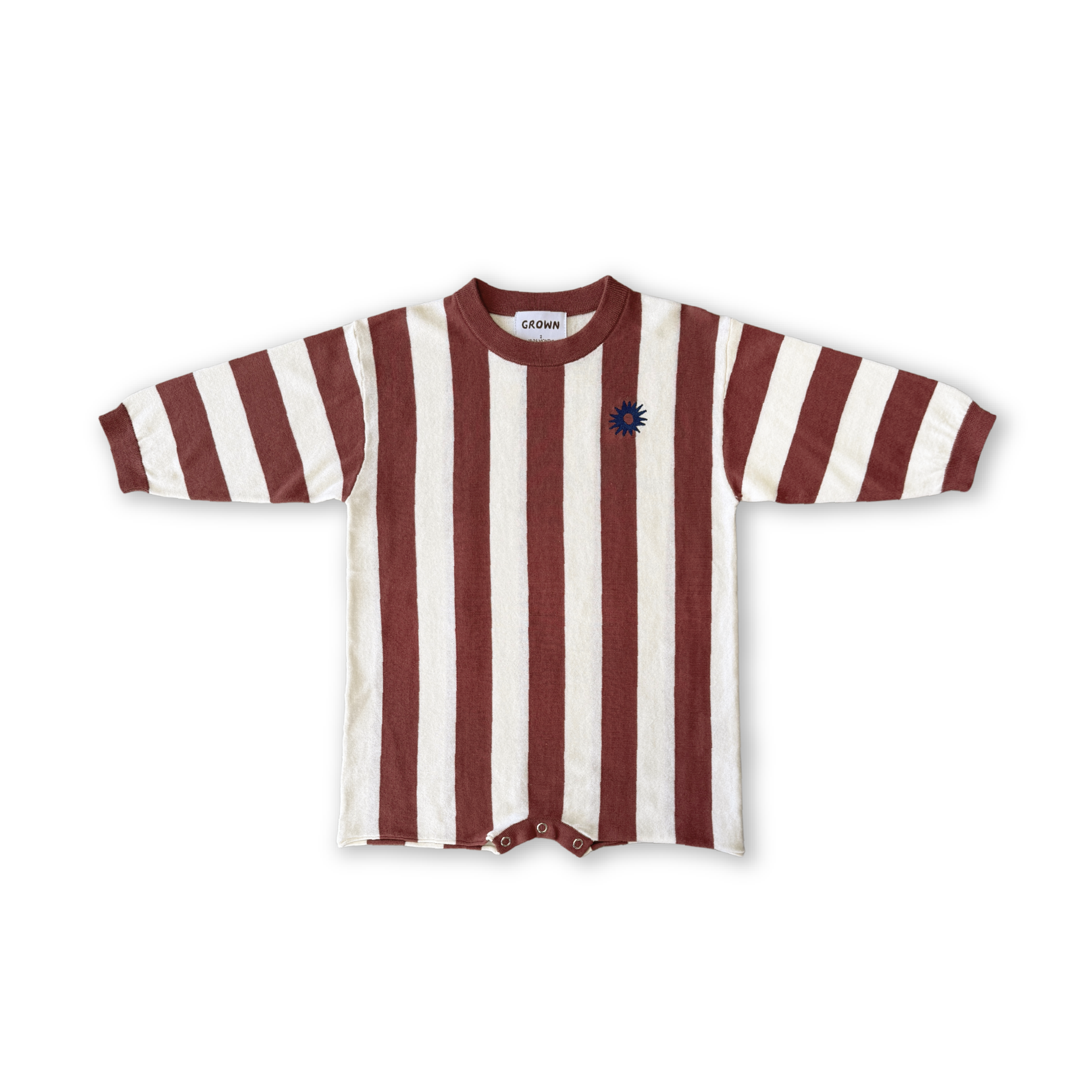Grown Organic Knitted Stripe Romper - Maroon