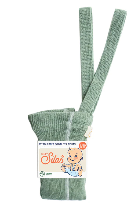 Silly Silas Footless Cotton Tights (matcha oat latte)