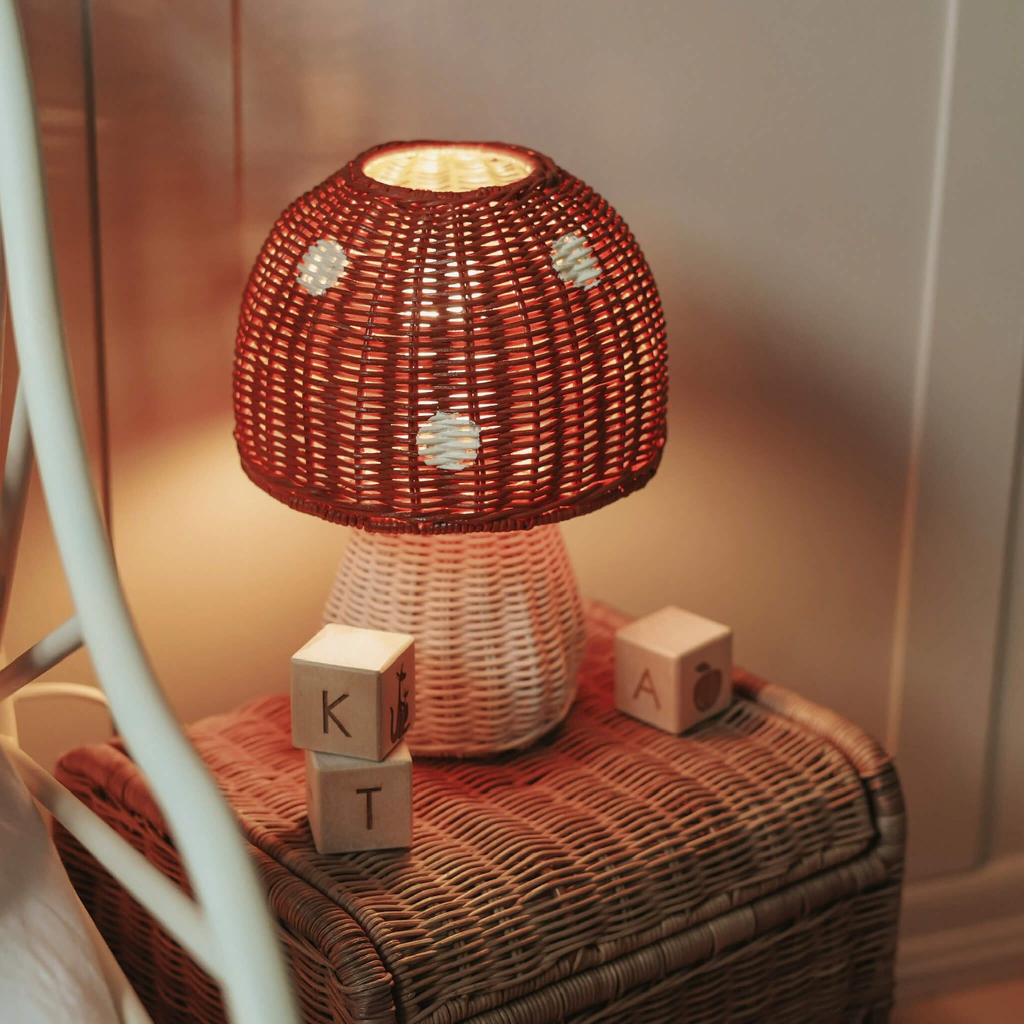 Olli Ella Toadstool Lamp (red/chalk)