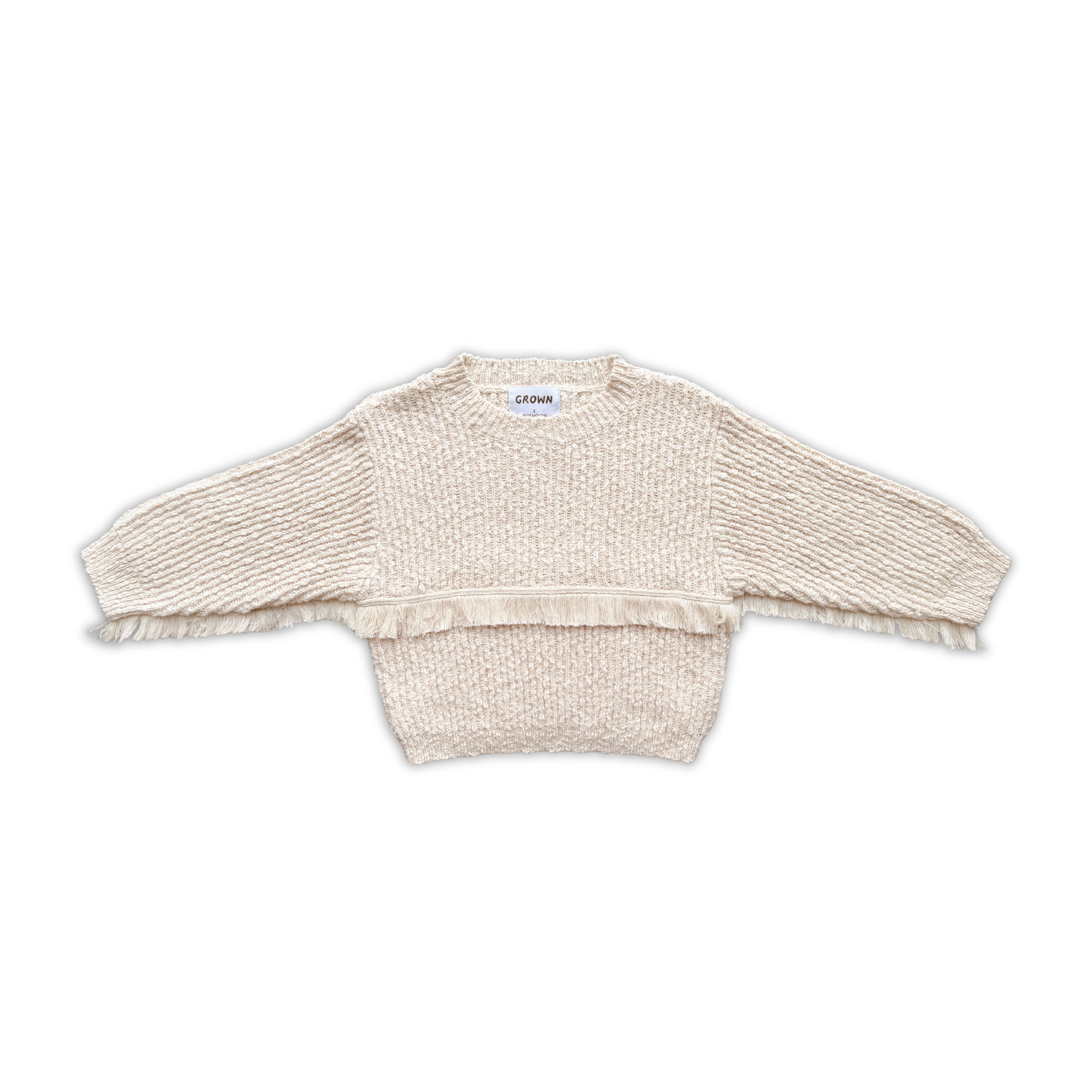 Grown Organic Fringe Rib Knit Pull Over (natural)