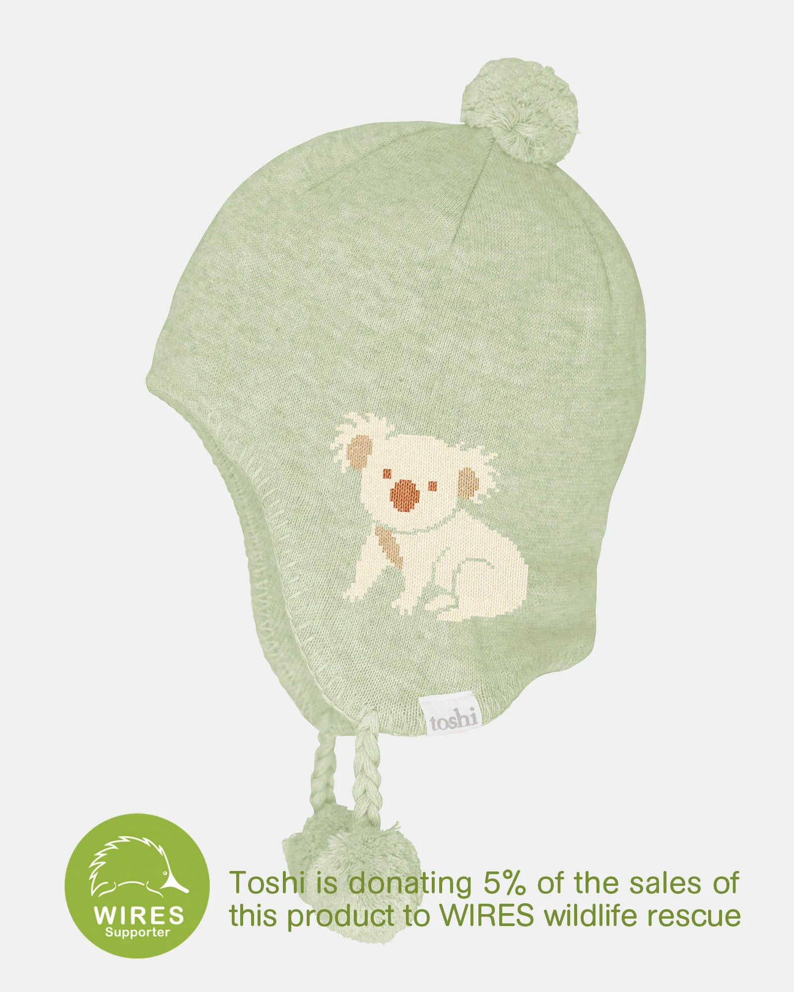 Toshi Organic Earmuff Storytime Beanie (koala)