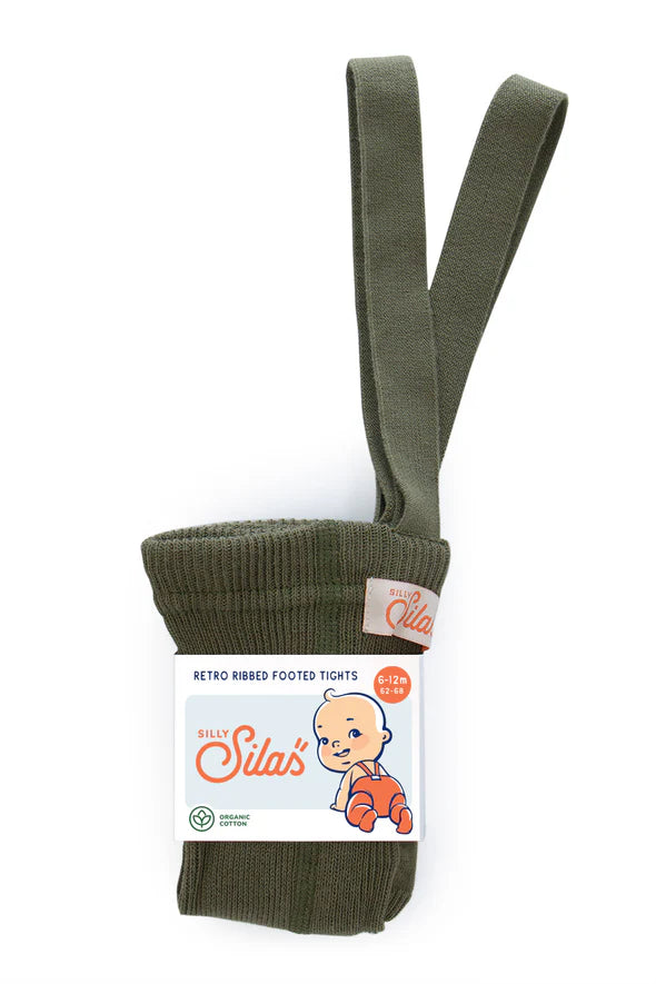 Silly Silas Footed Cotton Tights (olive)
