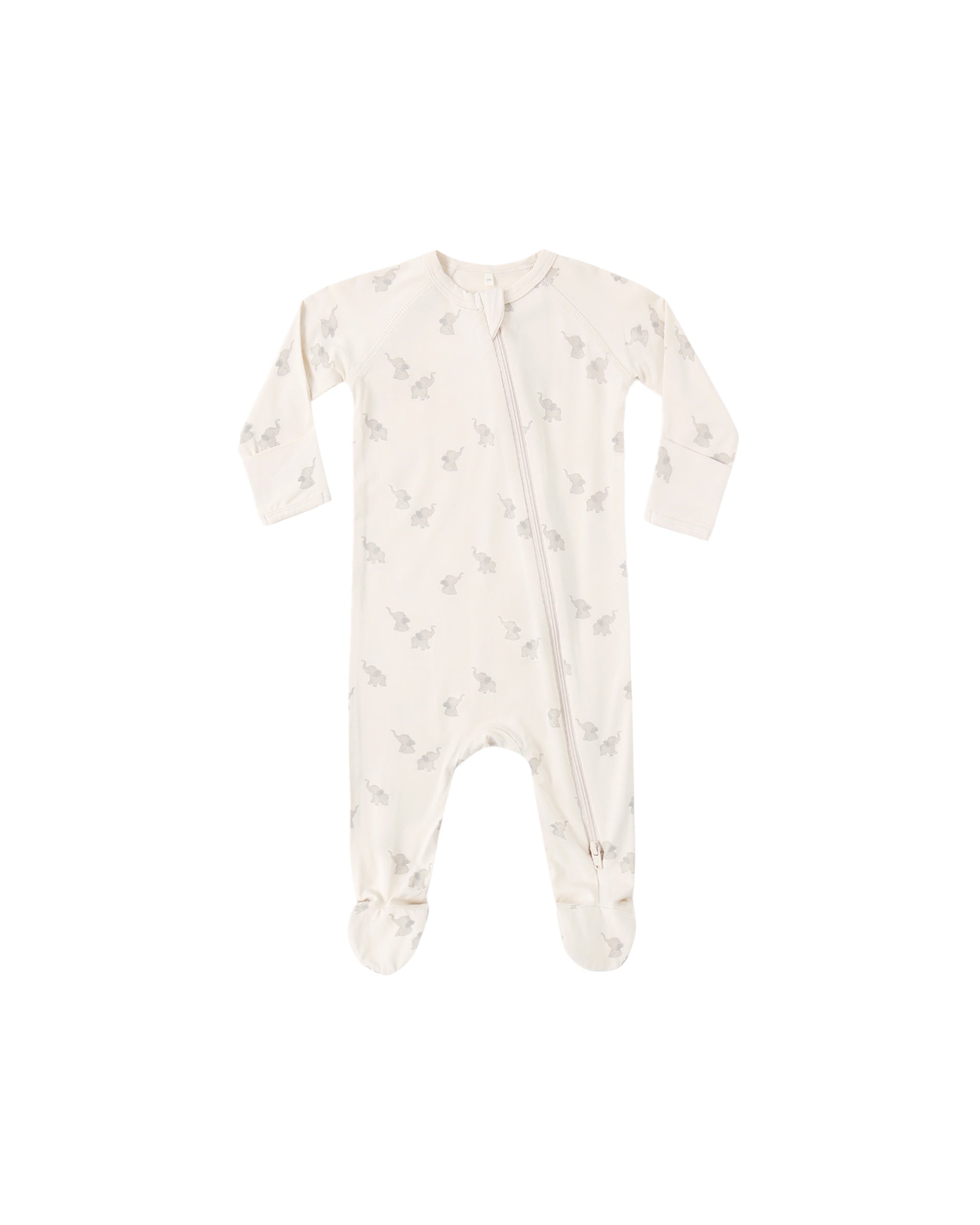 Quincy Mae Bamboo Zip Footie (elephants)