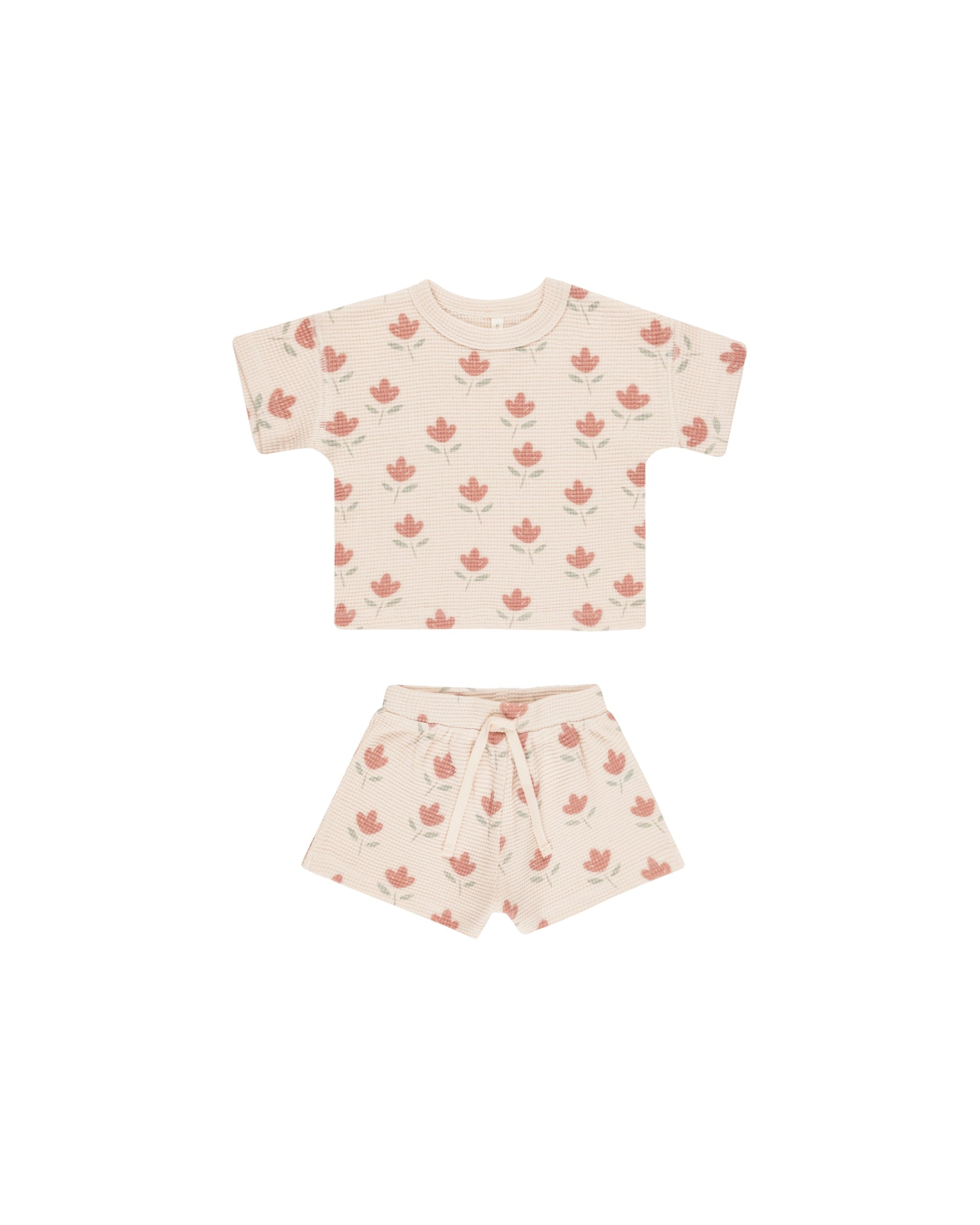 Quincy Mae Waffle Tee and Short Set (tulips)