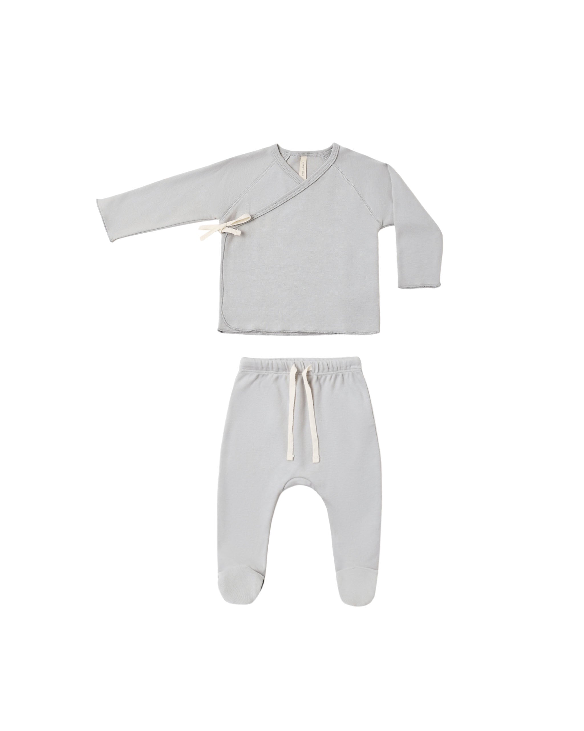 Quincy Mae Wrap Top and Footed Pant Set (cloud)