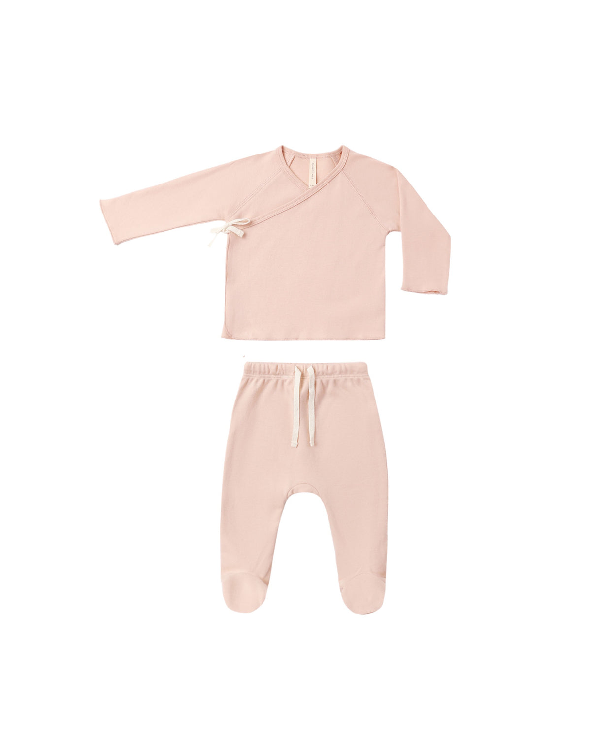 Quincy Mae Wrap Top and Footed Pant Set (dusty rose)