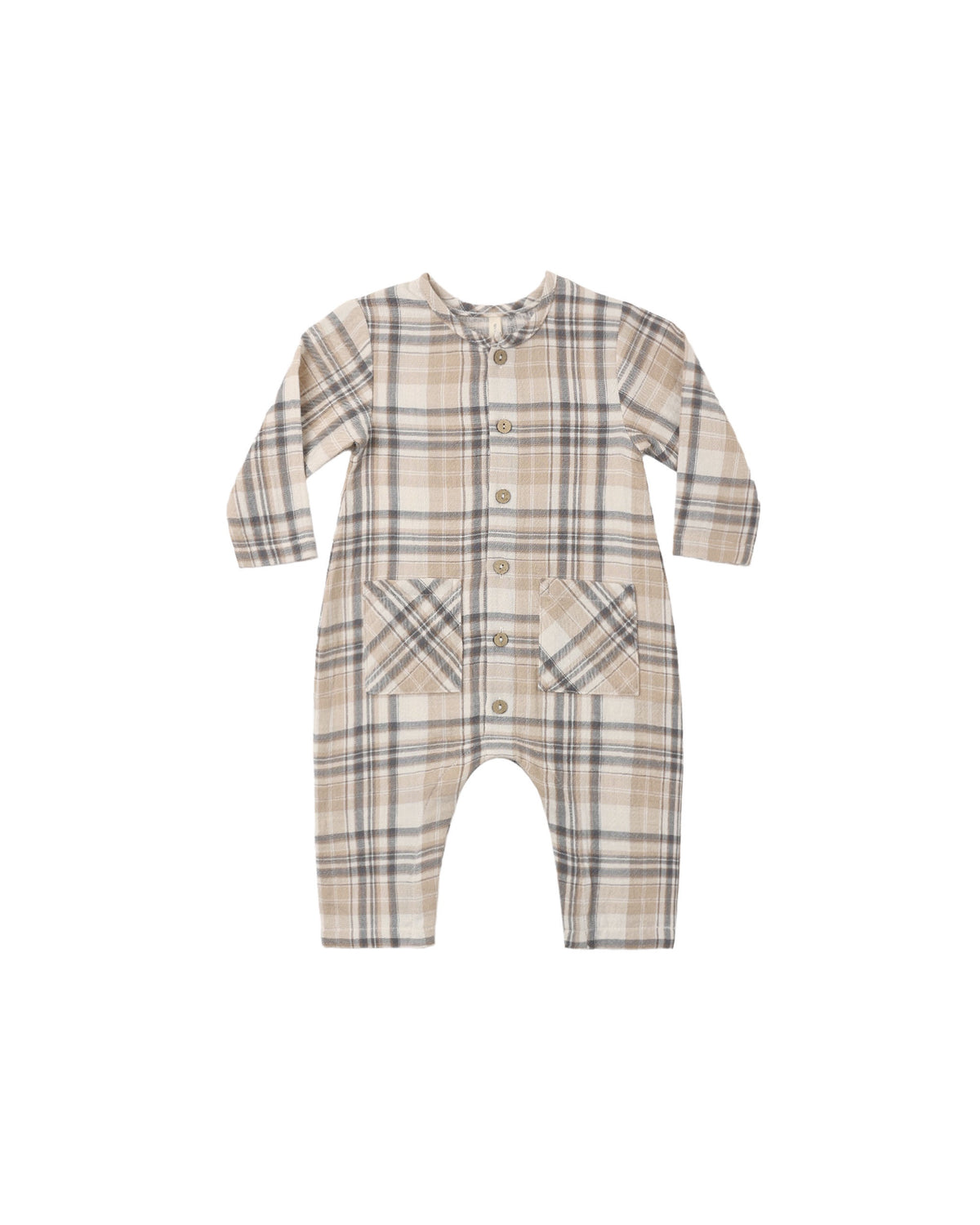 Quincy Mae Pocketed Woven Jumpsuit (fall plaid)