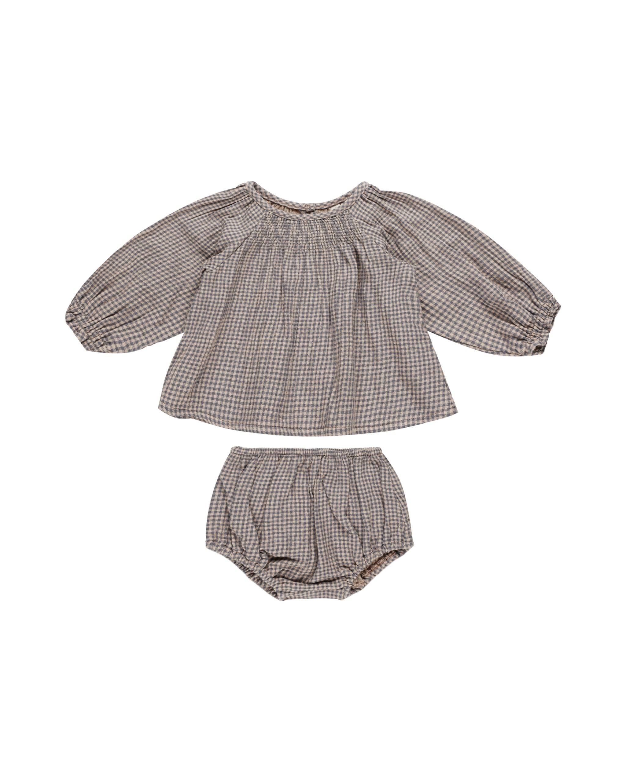 Quincy Mae Cici Set (indigo gingham)