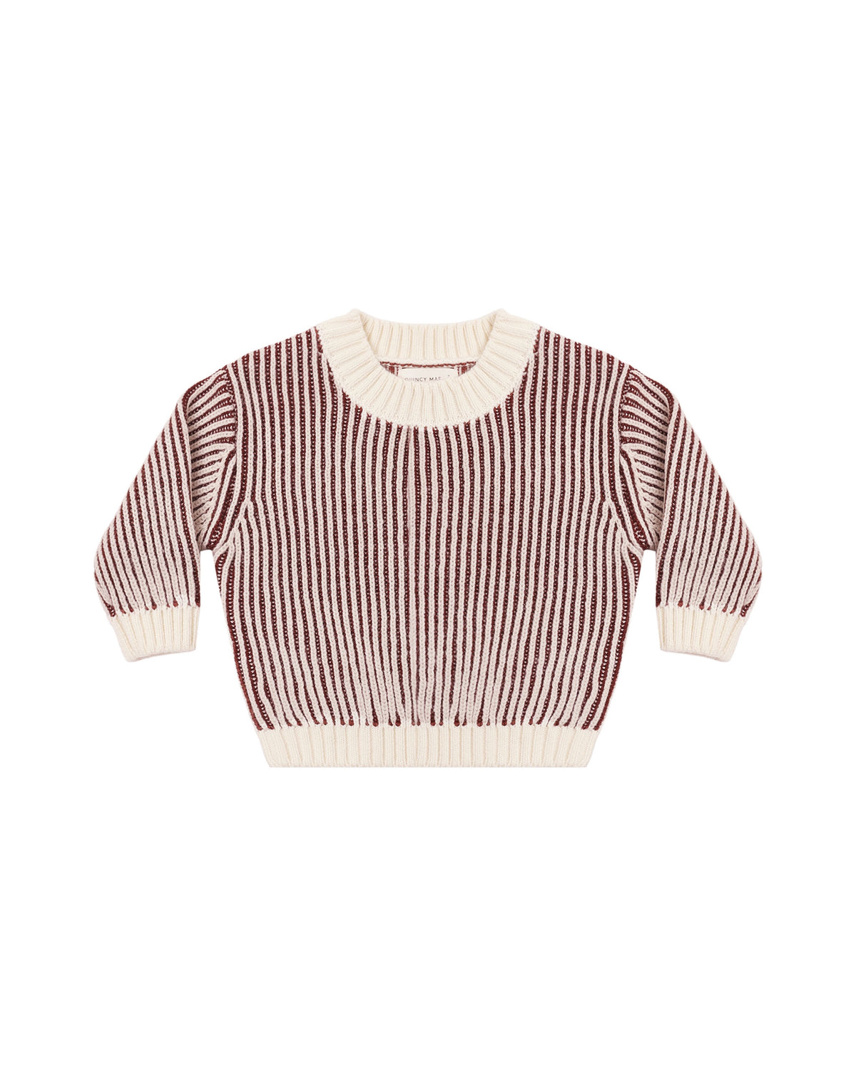 Quincy Mae Relaxed Knit Sweater (black cherry stripe)