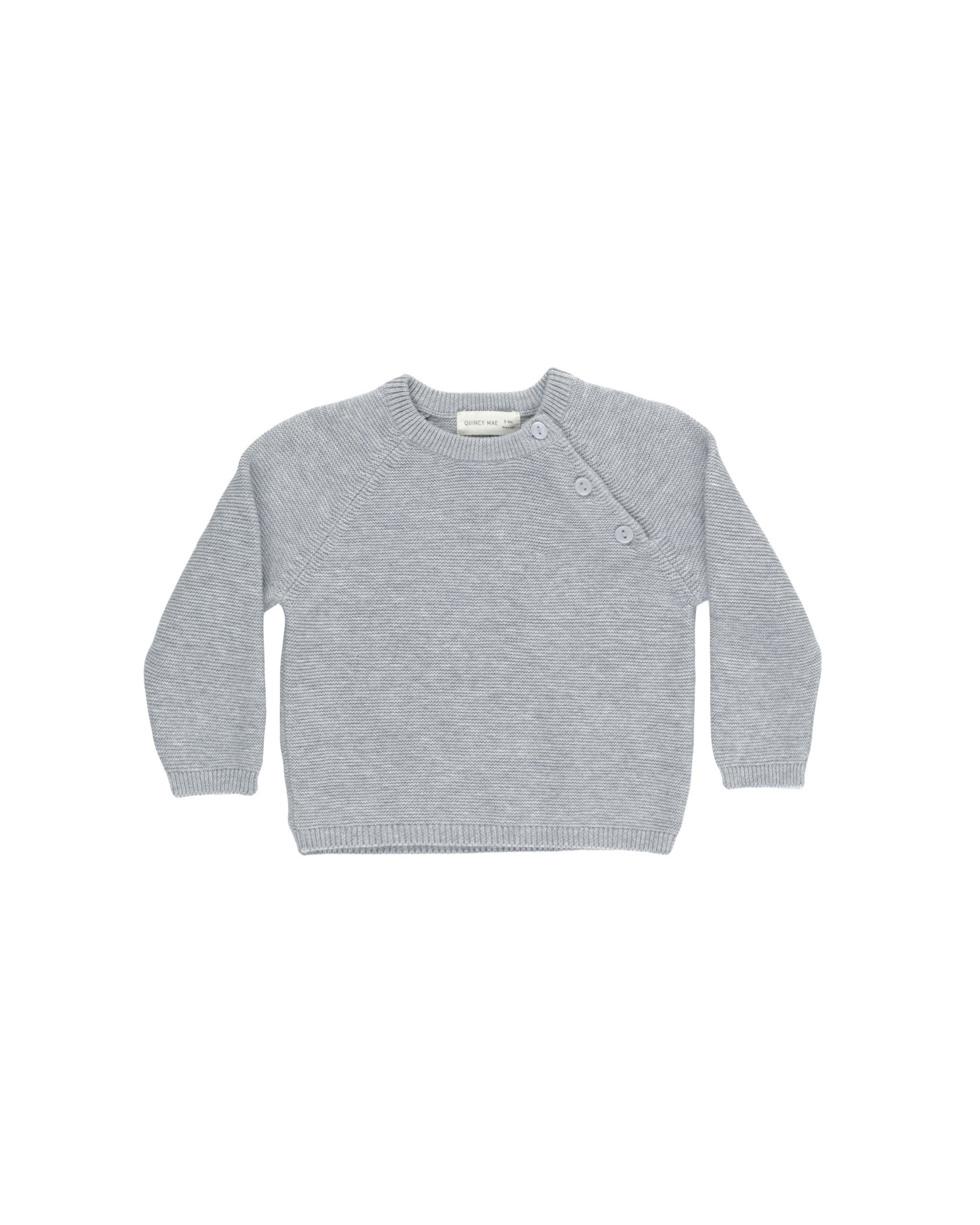 Quincy Mae Bailey Knit Sweater - Heathered Dusty Blue