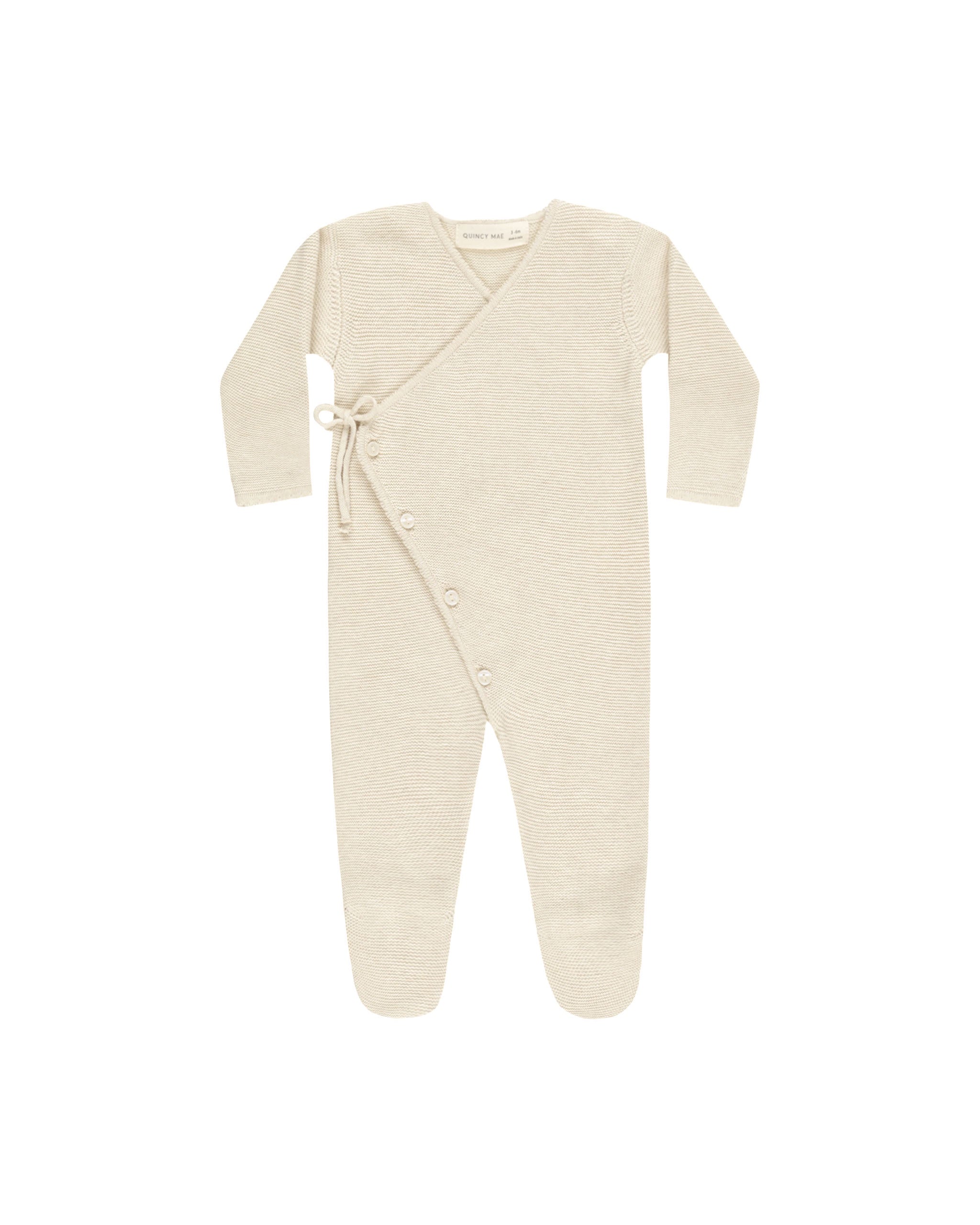 Quincy Mae Wrap Knit Footie - Heathered Natural