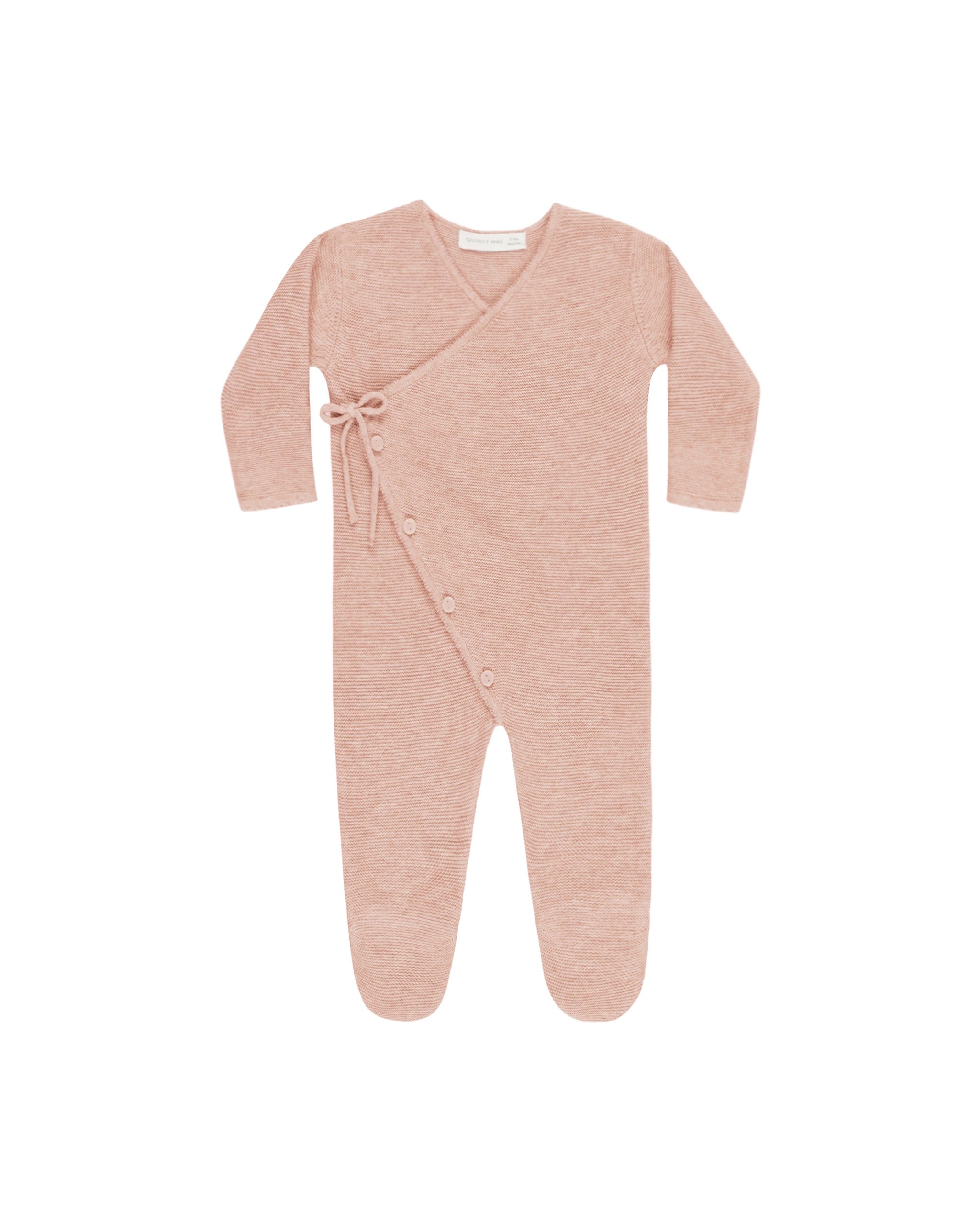 Quincy Mae Wrap Knit Footie - Heathered Rose