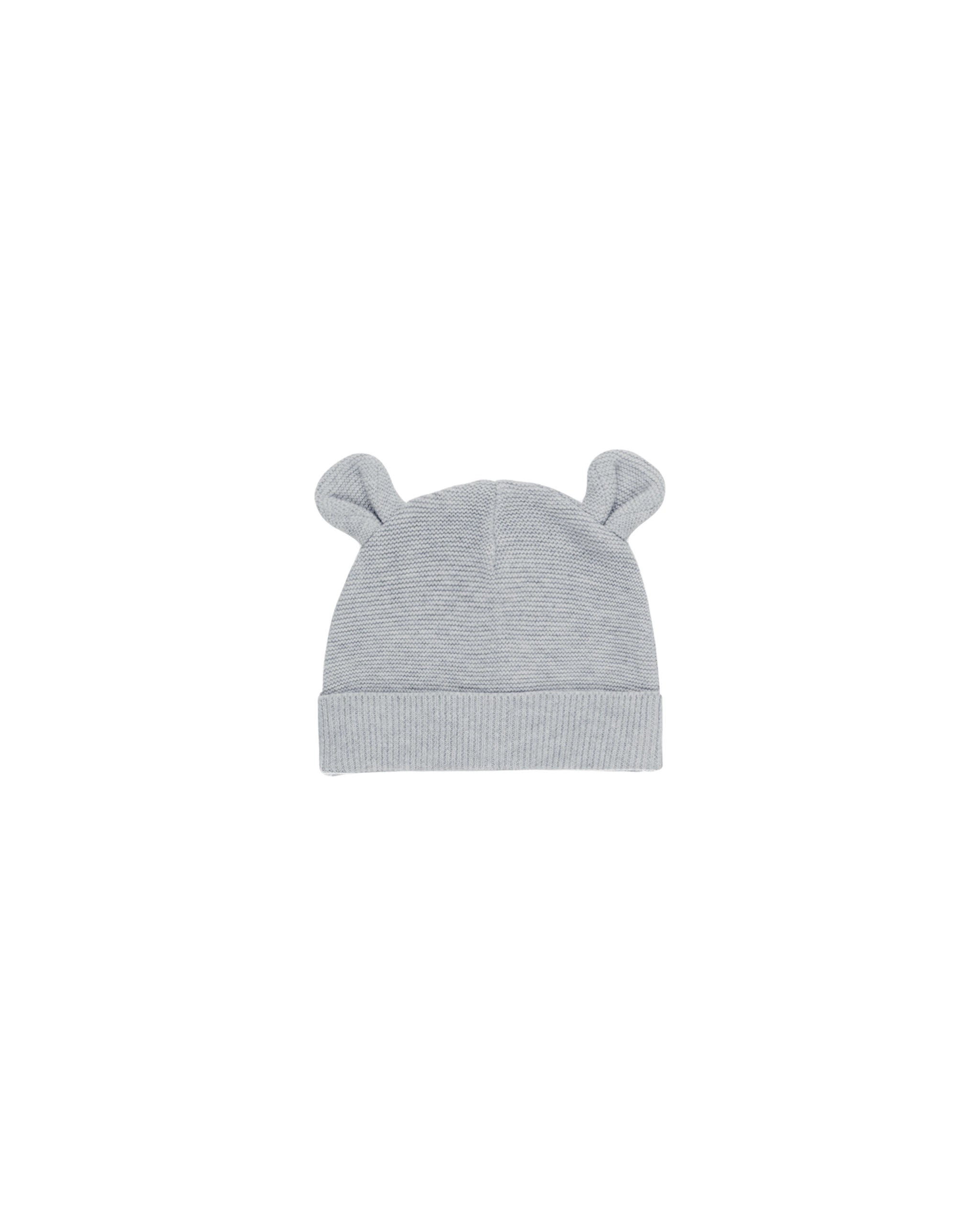 Quincy Mae Knit Baby Bear Beanie - Heathered Dusty Blue