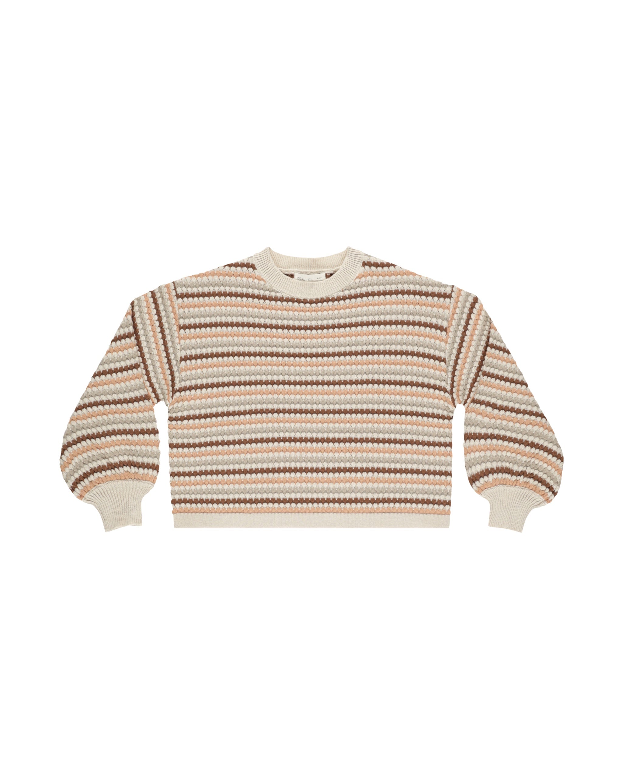 Rylee and Cru Boxy Crop Sweater Honeycomb Stripe (natural)