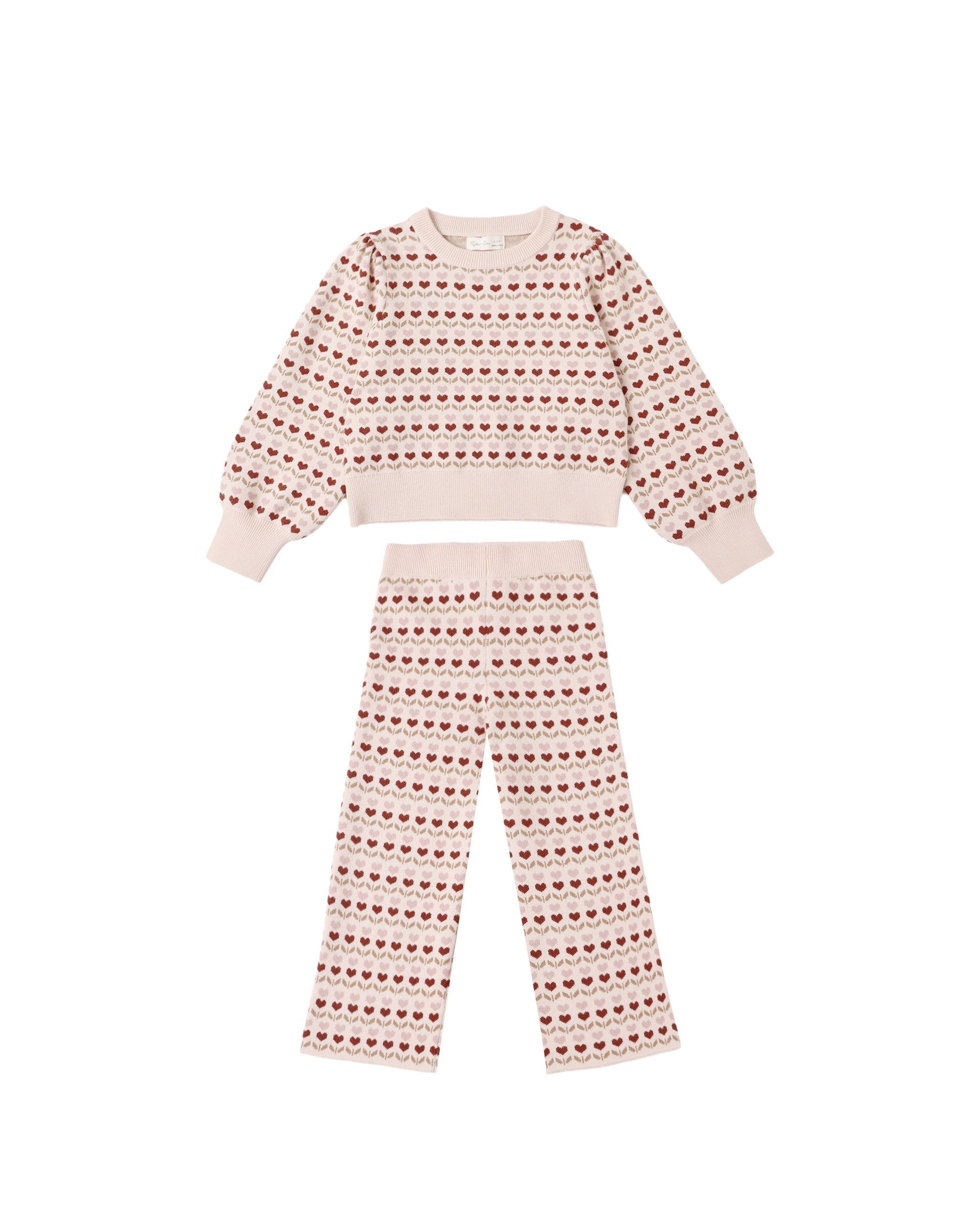 Rylee and Cru Jacquard Knit Set (ruby hearts)