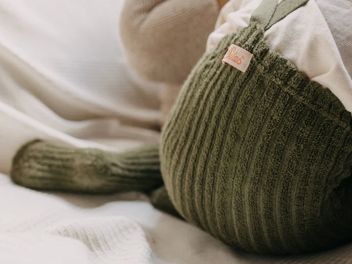 Silly Silas Granny Teddy Footed Cotton Tights (olive)