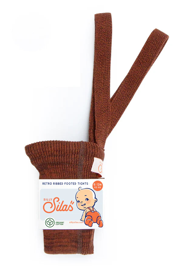 Silly Silas Footed Cotton Tights (spicy chai)