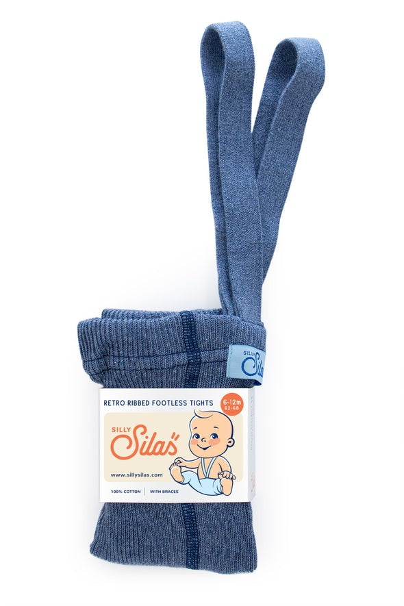 Silly Silas Footless Cotton Tights (steel blue blend)