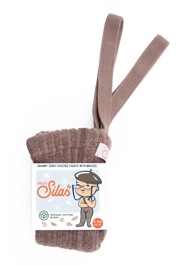 Silly Silas Granny Teddy Footed Cotton Tights (granola)