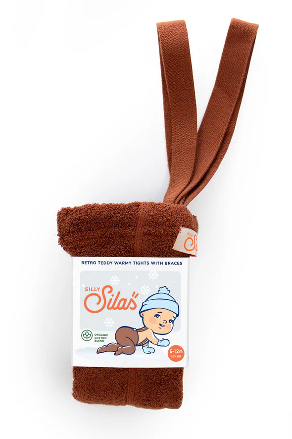 Silly Silas Teddy Warmy Footed Cotton Tights (cinnamon)