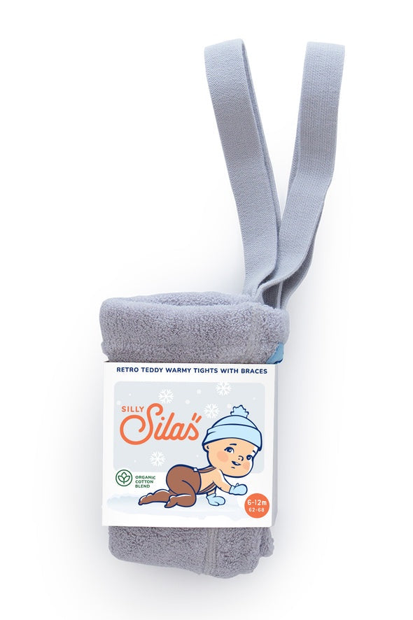 Silly Silas Teddy Warmy Footed Cotton Tights (pearl grey)