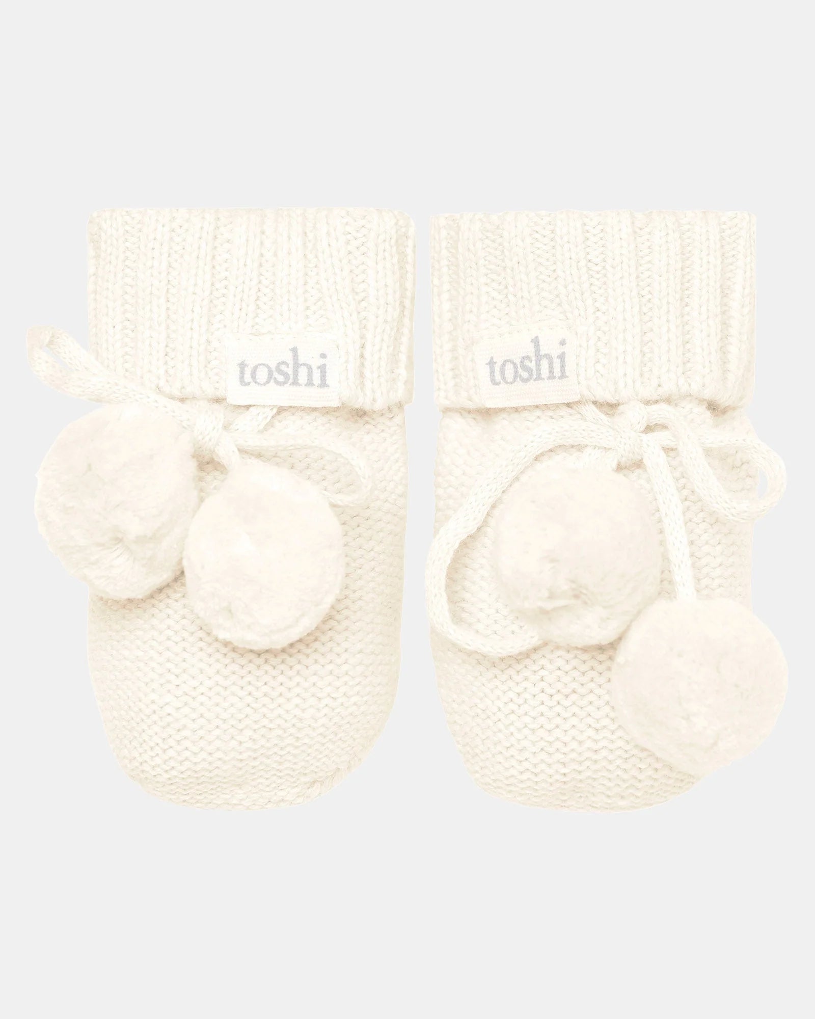 Toshi Organic Knitted Baby Booties (cream)