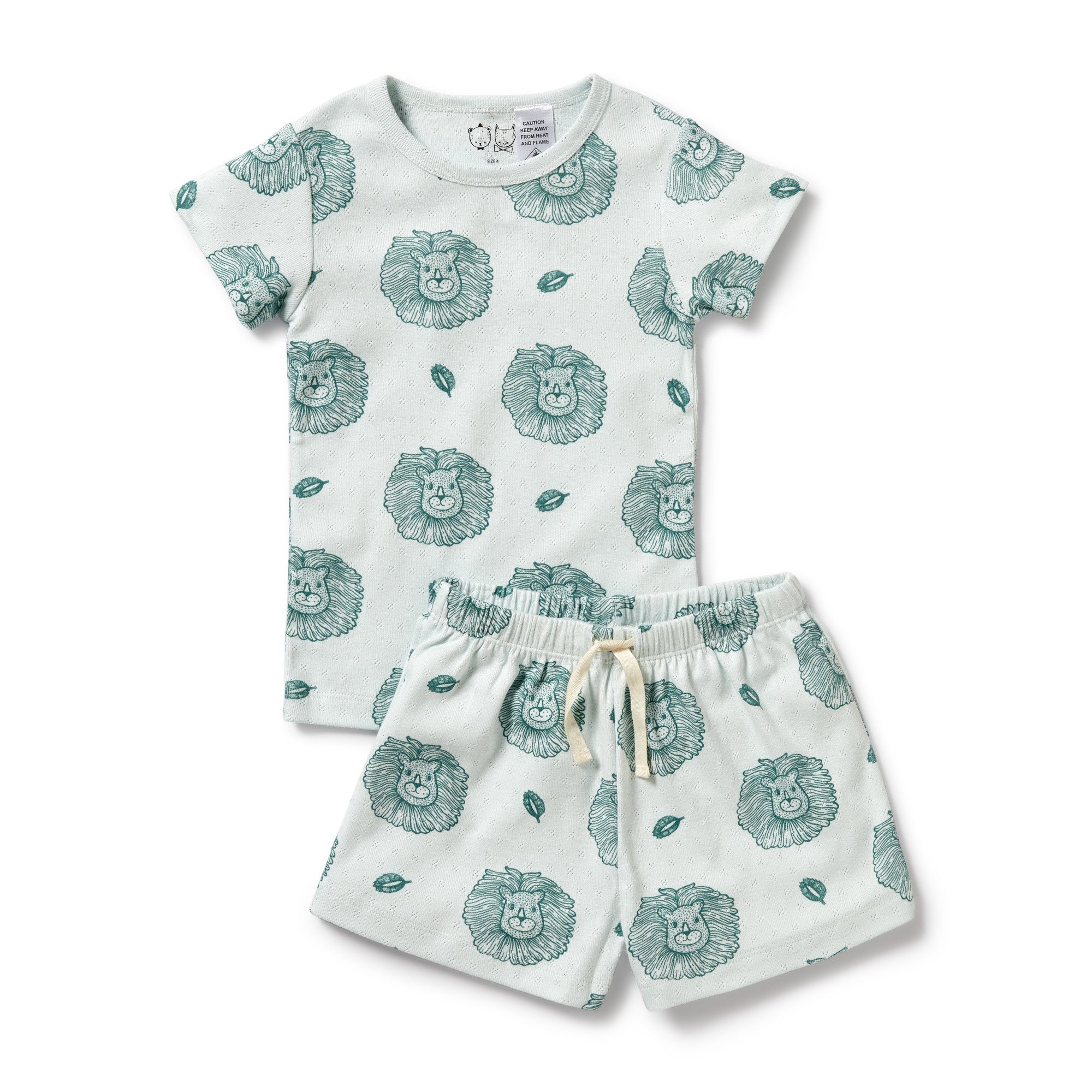 Wilson and Frenchy Organic Pointelle Short Sleeve Pyjama (little lion)